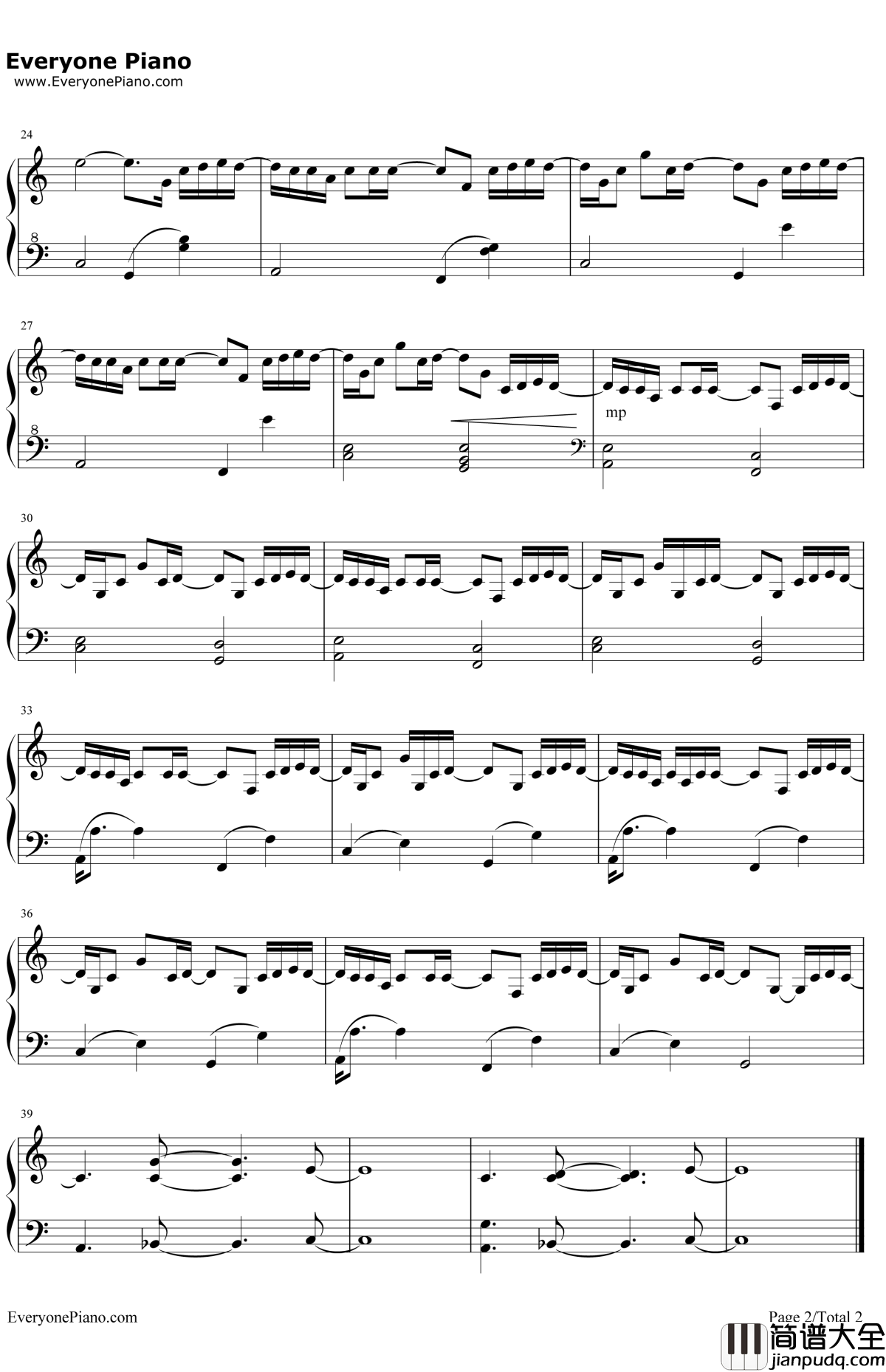かたわれ時钢琴谱_RADWIMPS_电影_你的名字_OST