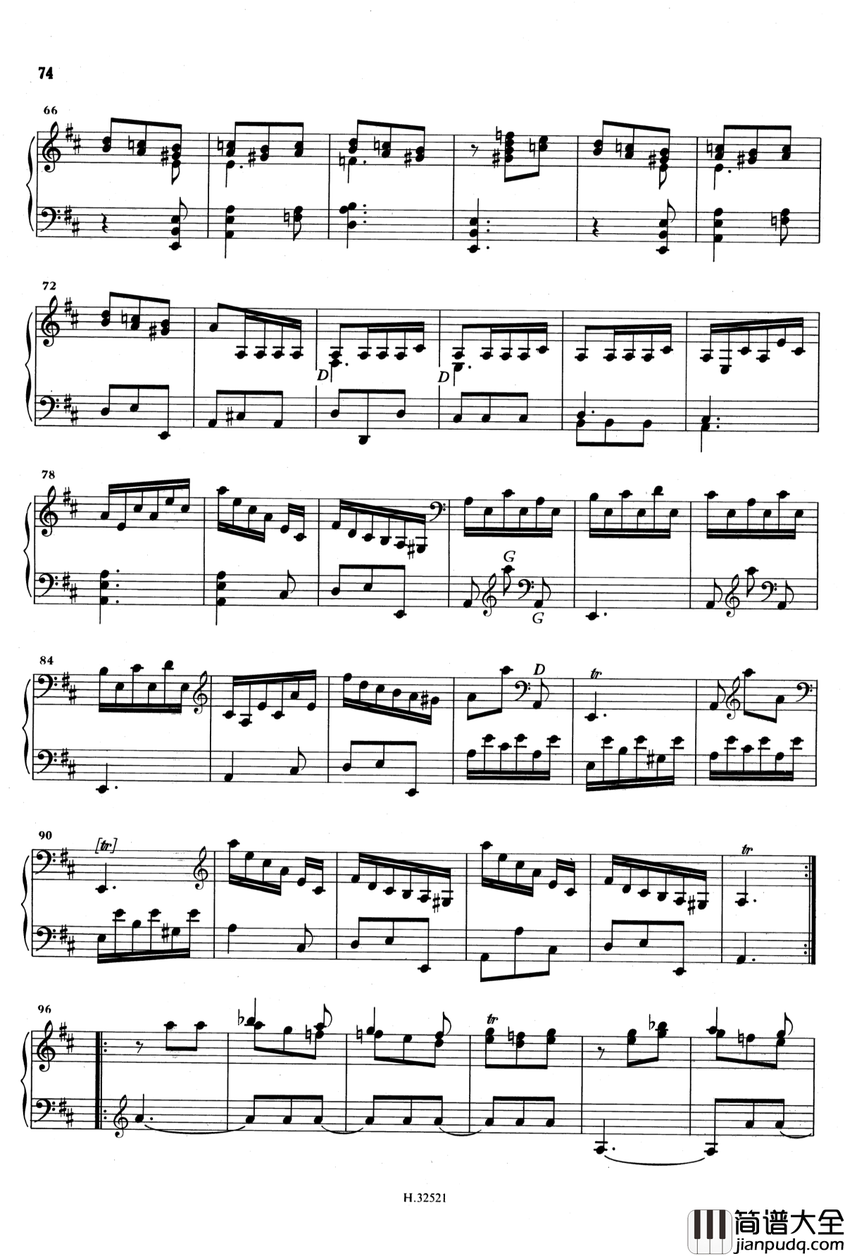 D大调奏鸣曲K.119钢琴谱_斯卡拉蒂