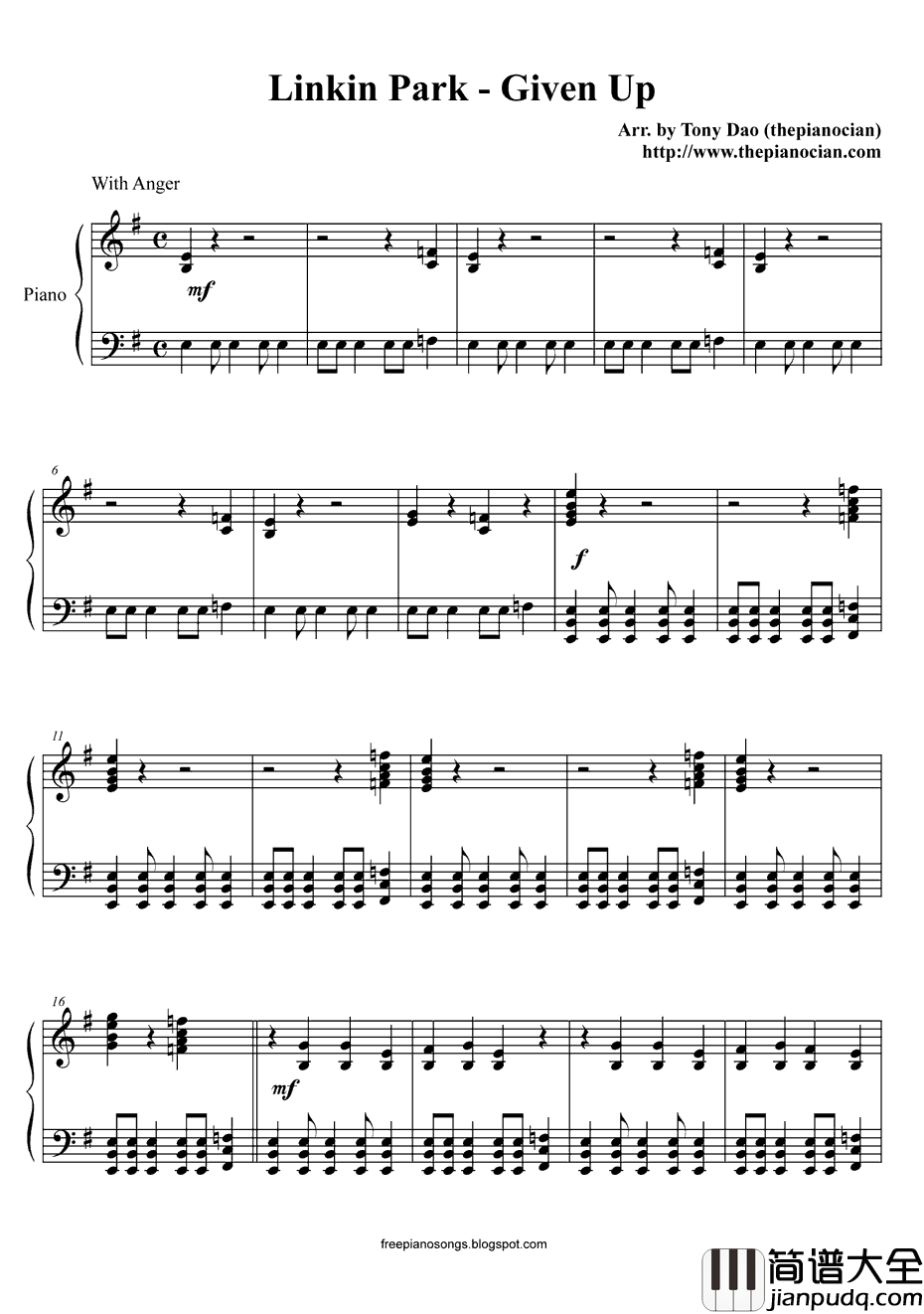 Given_Up钢琴谱_LinkinPark