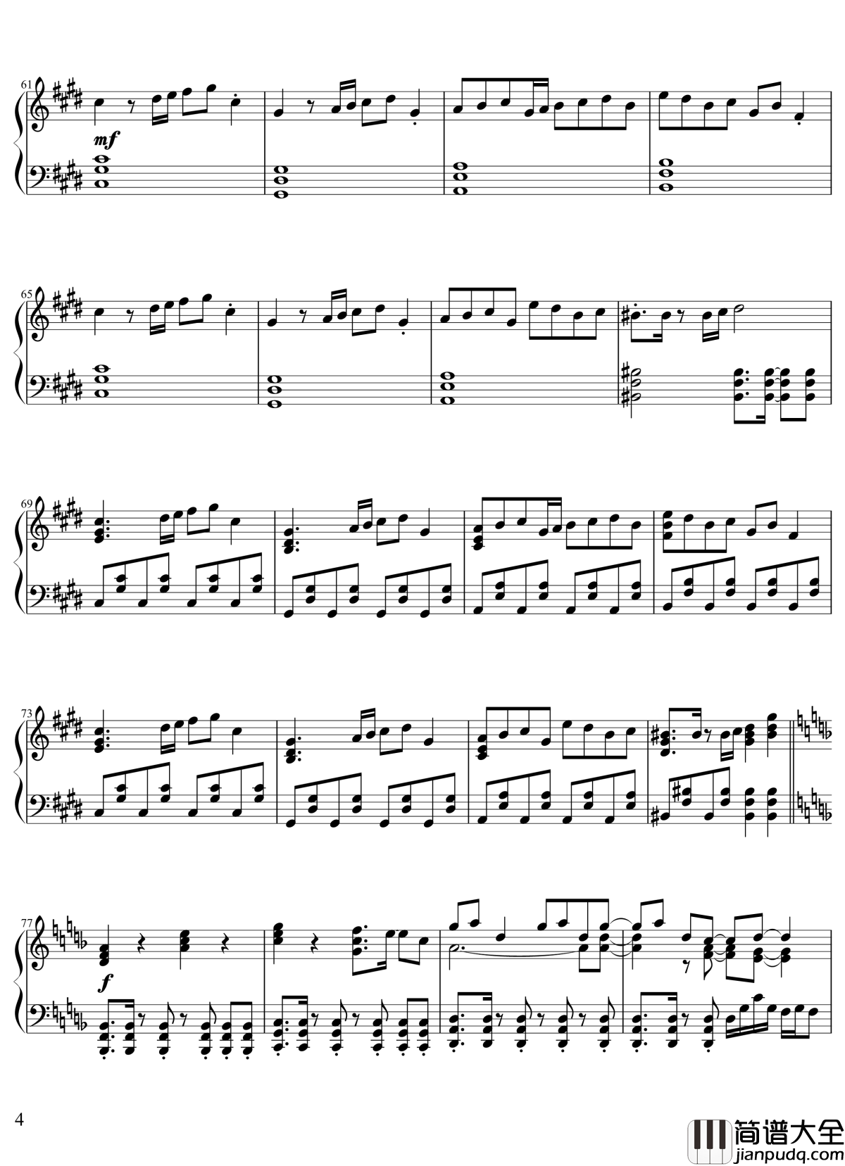 _心之所在钢琴谱_Pure_Fries__东方绀珠传_东方project