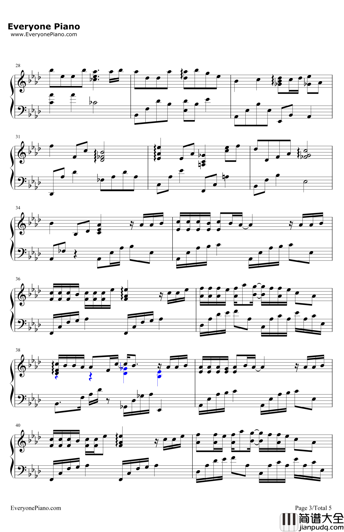 有个爱你的人不容易钢琴谱_那英_夏洛特烦恼主题曲