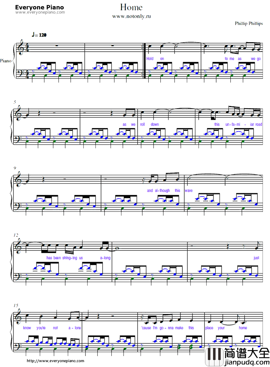 Home钢琴谱_PhillipPhillips