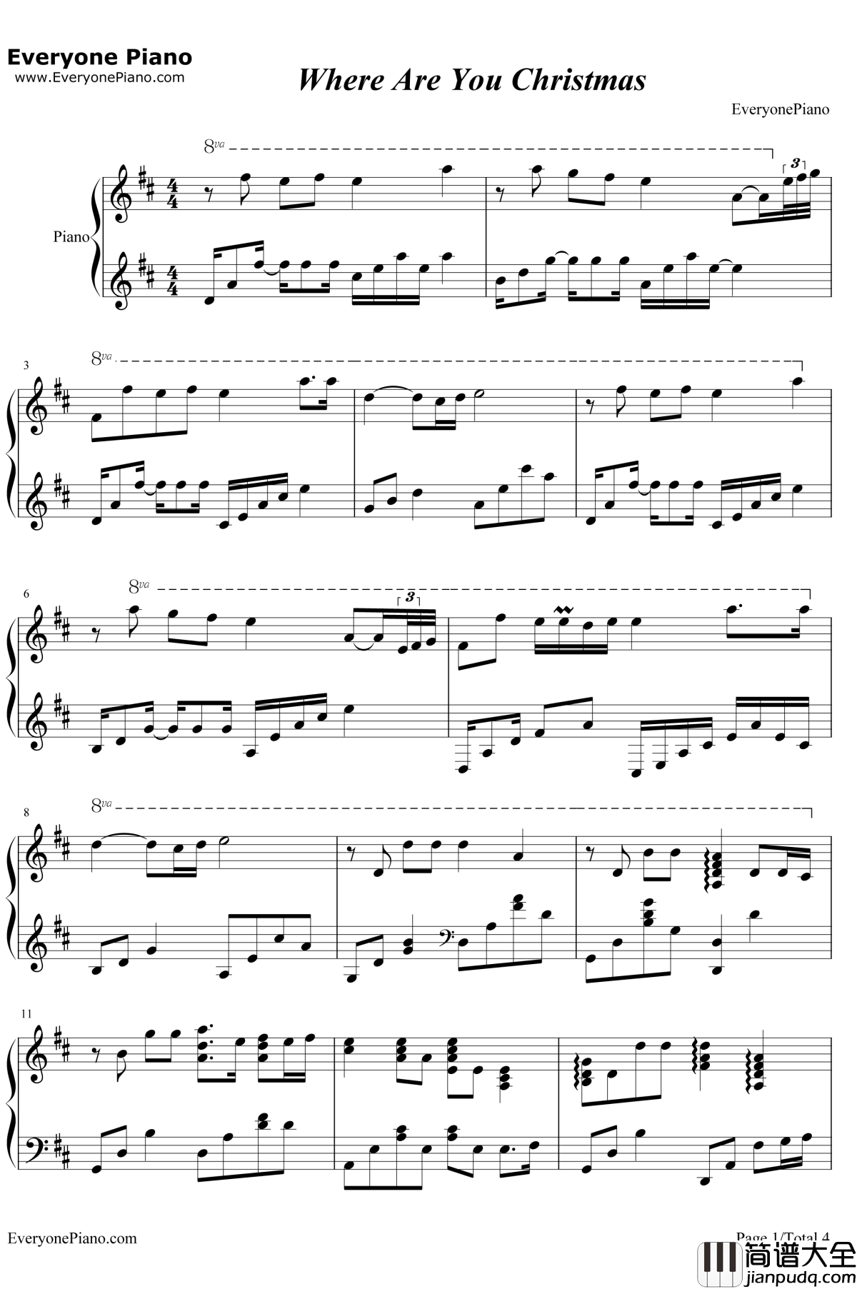 Where_Are_You_Christmas钢琴谱_FaithHill