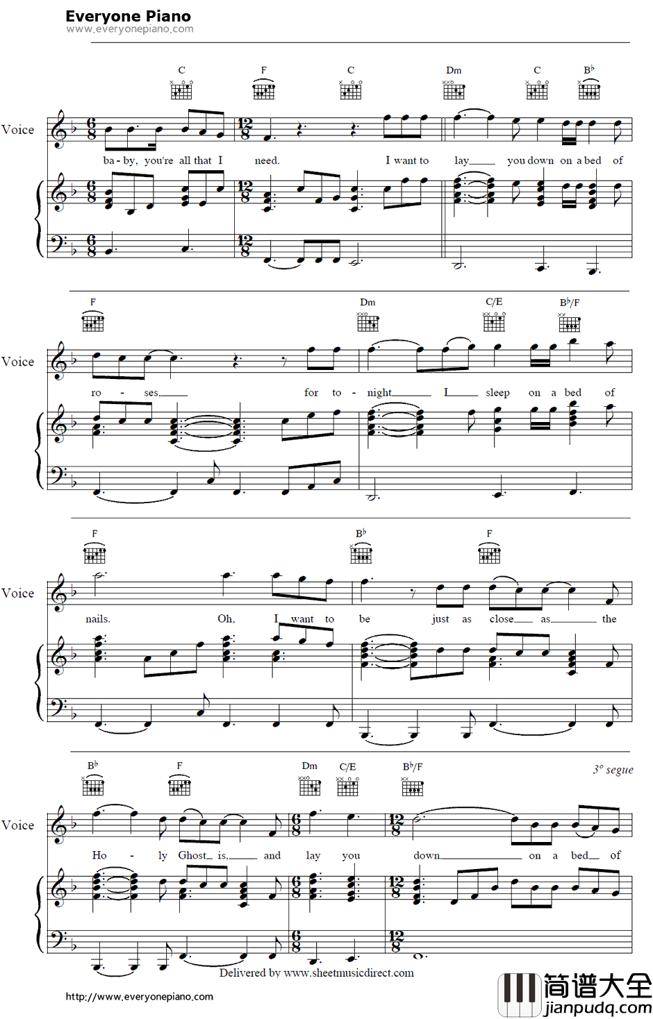 Bed_of_Roses钢琴谱_BonJovi
