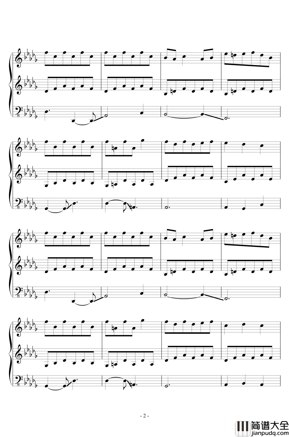 Fallen_Down钢琴谱_Reprise_undertale