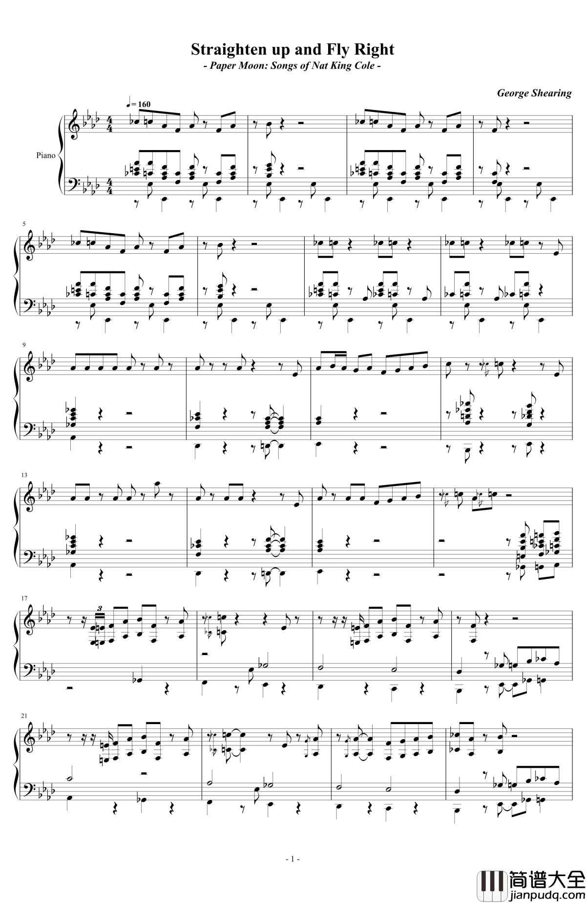 Straighten_up_and_Fly_Right钢琴谱_George_Shearing
