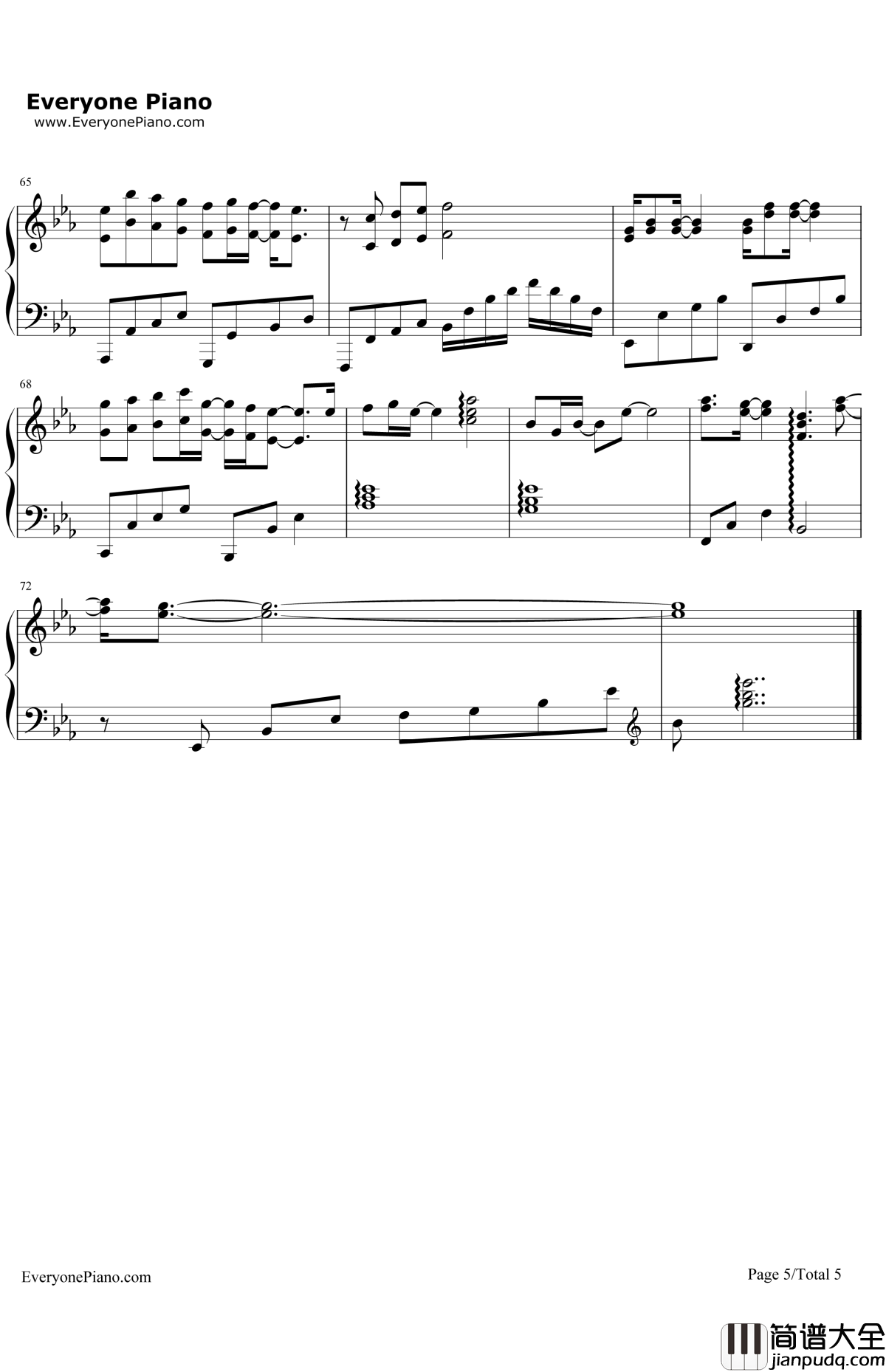 一念之间钢琴谱_张杰莫文蔚_道士下山主题曲