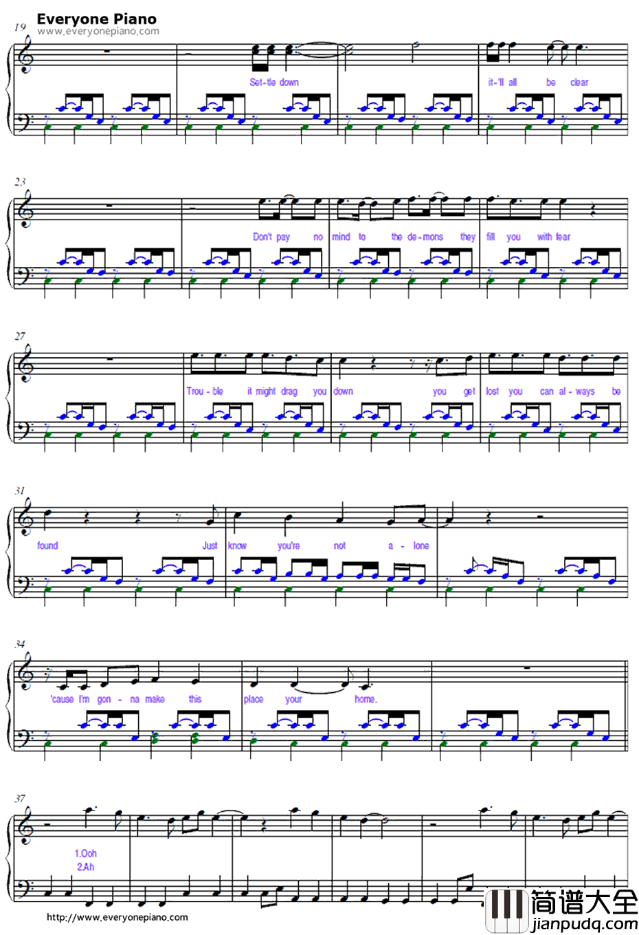 Home钢琴谱_PhillipPhillips