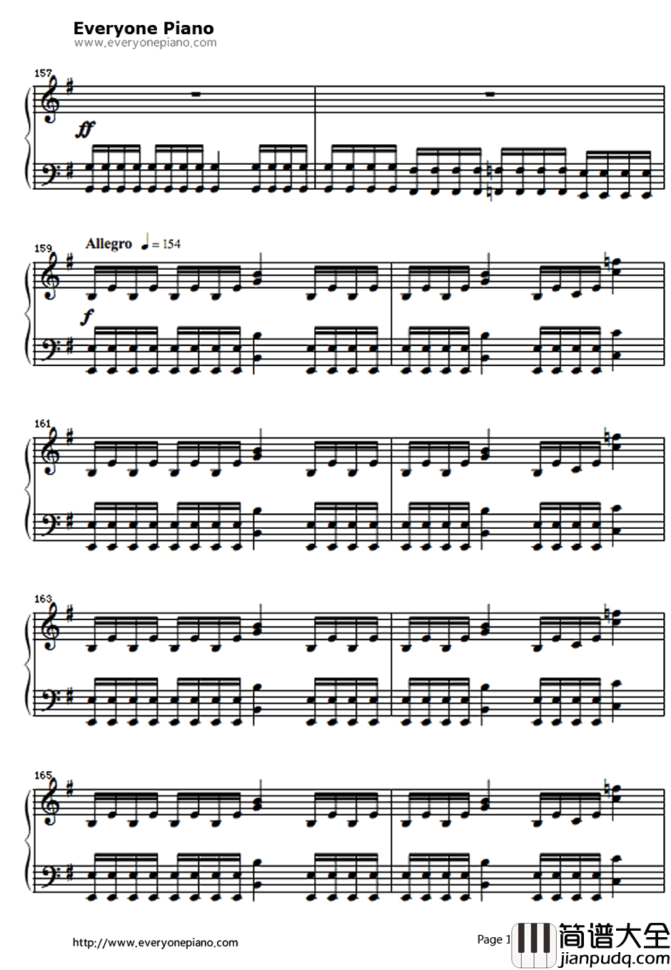 One钢琴谱_Metallica