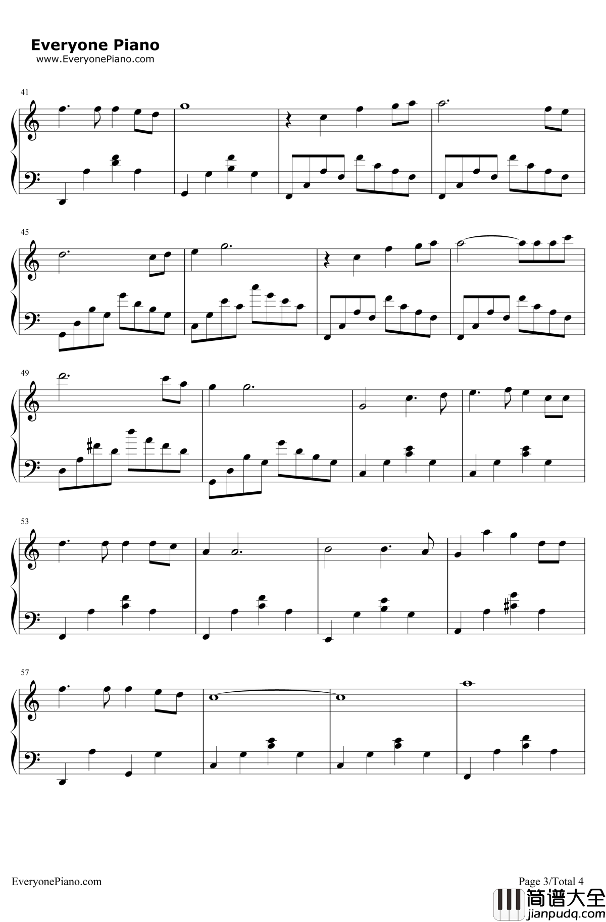 同一首歌钢琴谱_毛阿敏_同一首歌主题曲