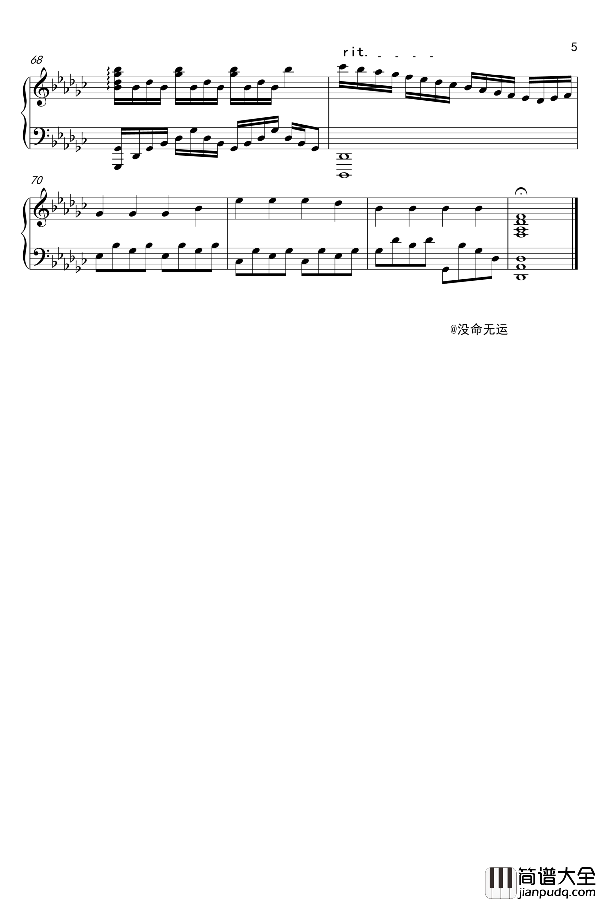 Faded钢琴谱_钢琴弹奏_Alan_Walker
