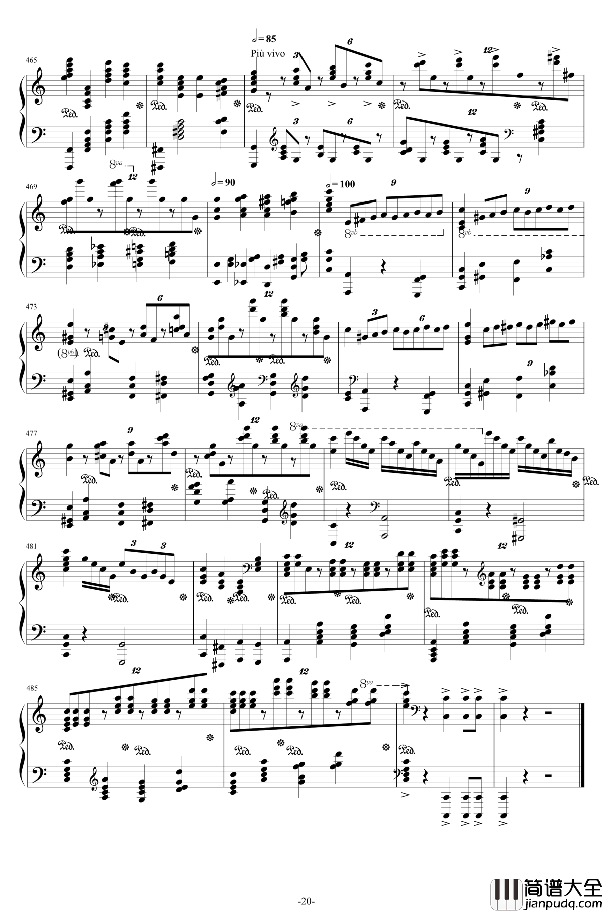 第二钢琴协奏曲钢琴谱_第三乐章独奏版_c小调_拉赫马尼若夫