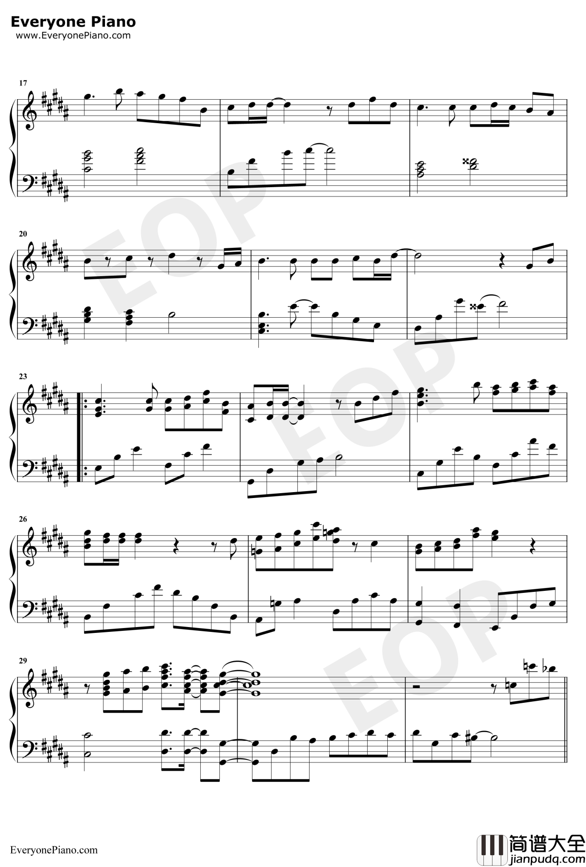 深爱钢琴谱_水树奈奈_动漫白色相簿主题曲