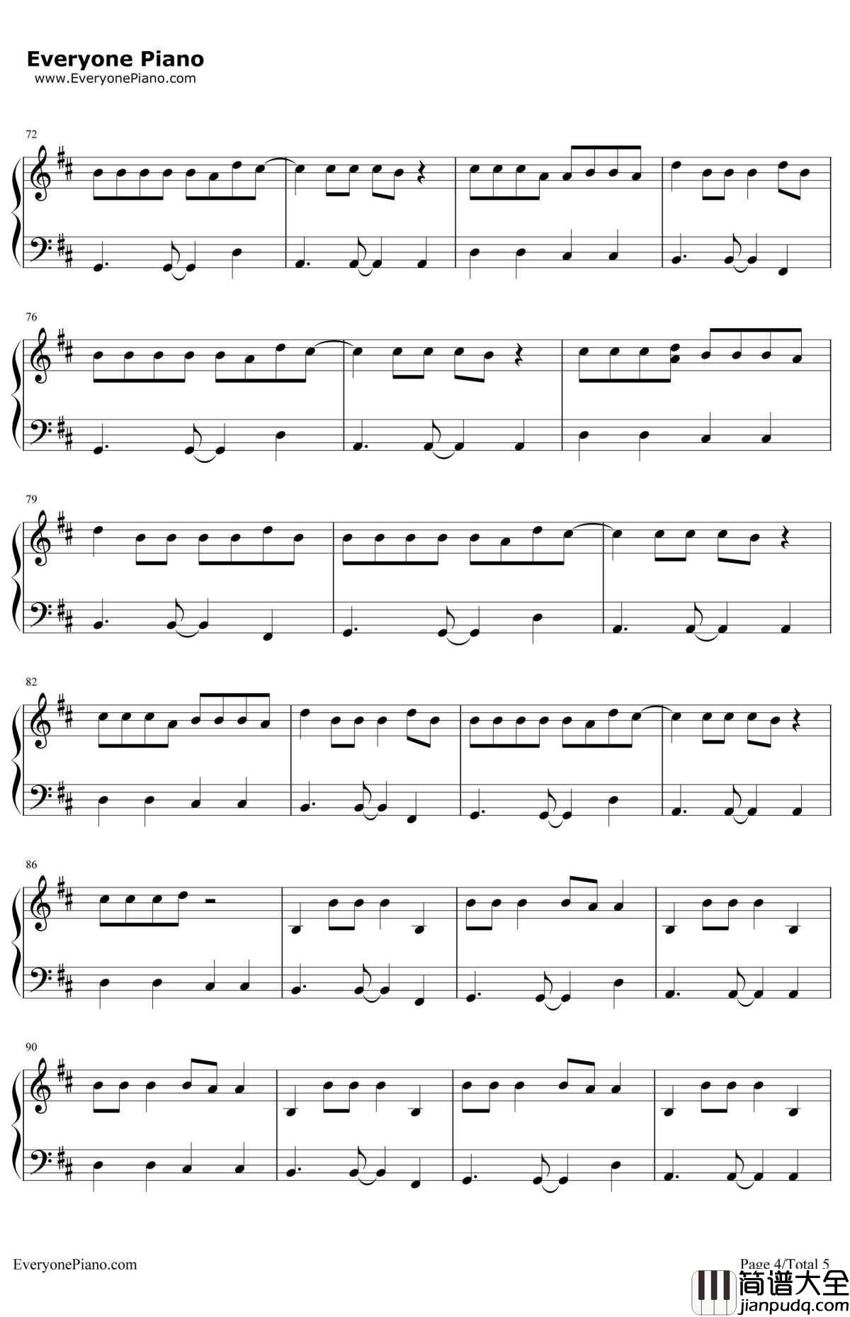 Move_Your_Body钢琴谱_Sia