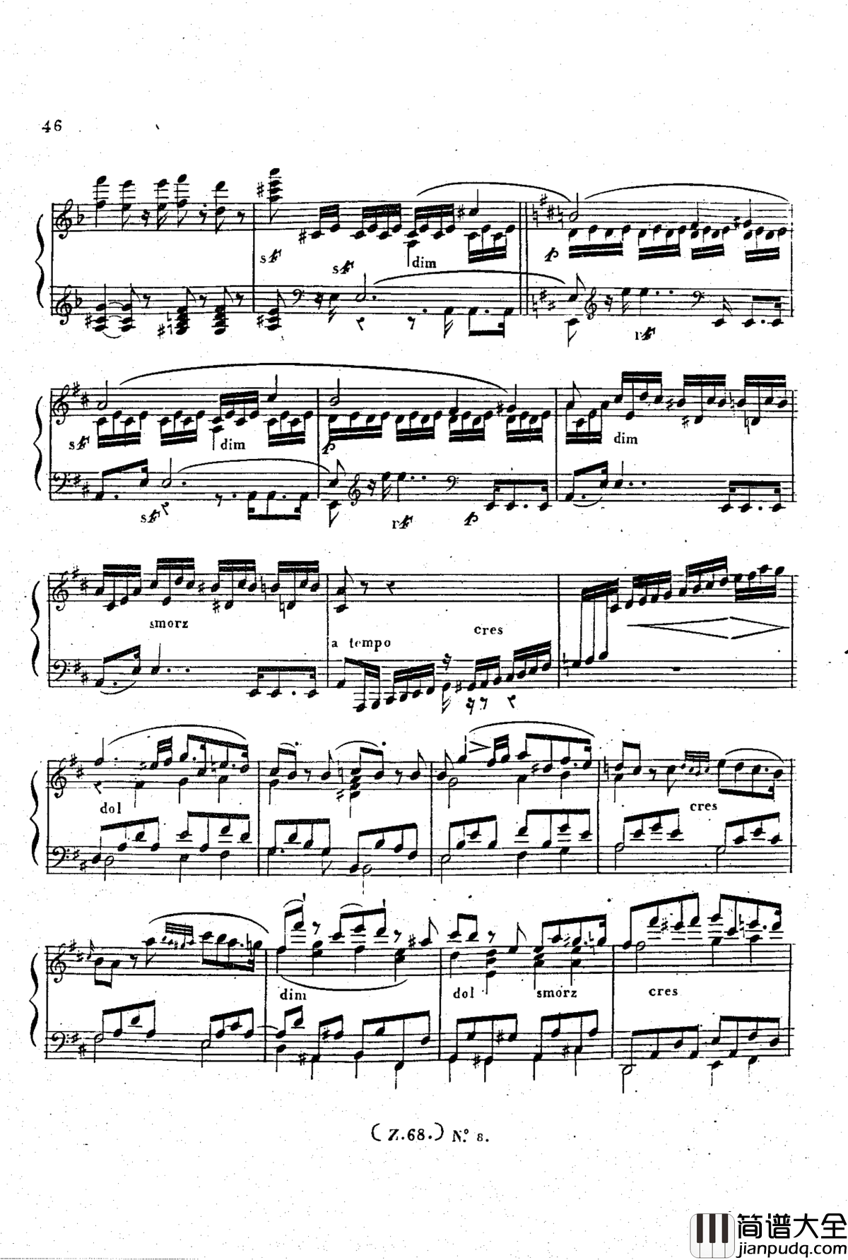 _d小调第六钢琴奏鸣曲_Op.124钢琴谱_车尔尼_Czerny