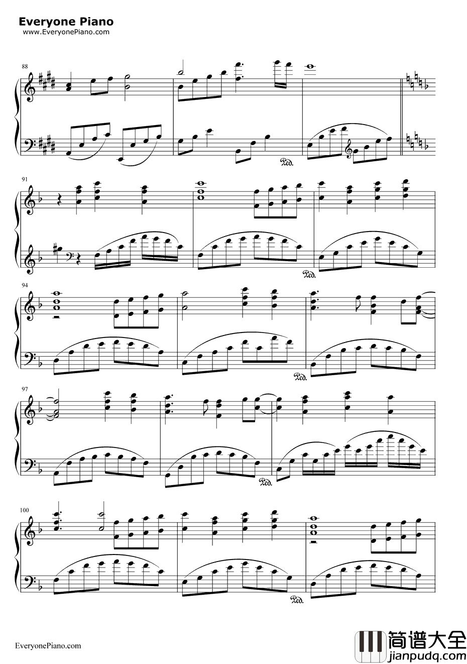 永远的朋友钢琴谱_孙楠张惠妹_2008北京奥运会歌曲