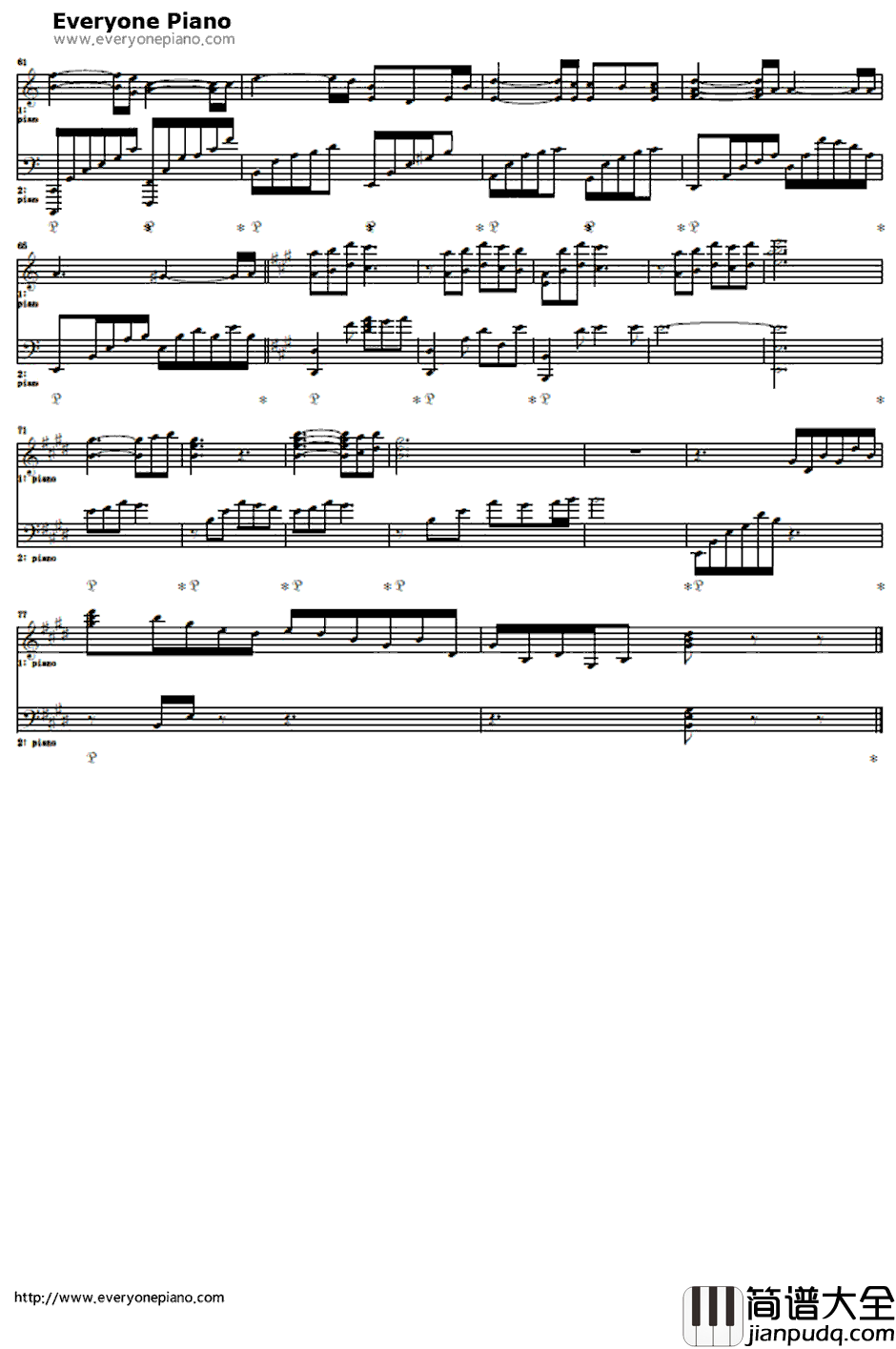 ひかりふる钢琴谱_Kalafina_剧场版魔法少女小圆ED2