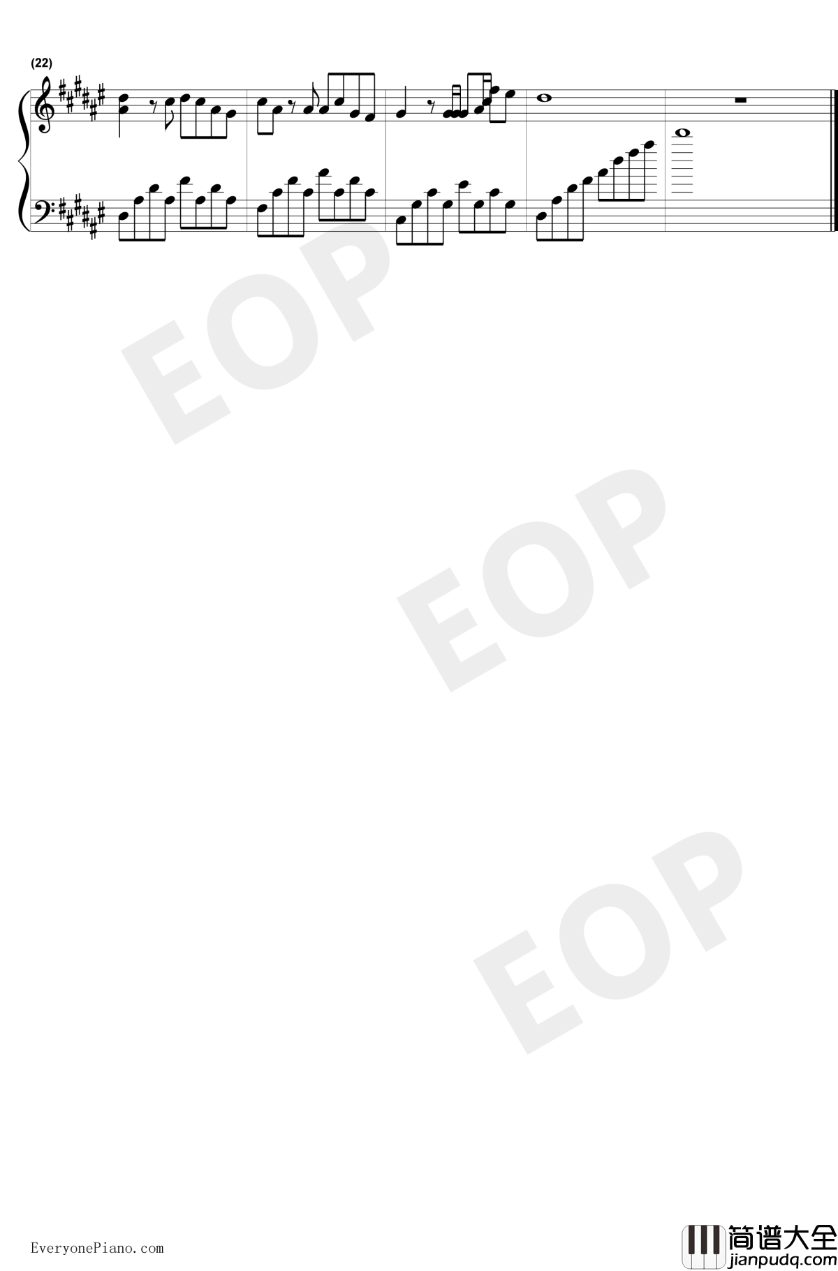 一曲相思钢琴谱_半阳_原调简单版