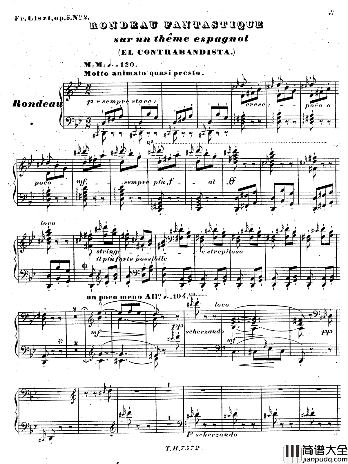 西班牙走私犯回旋曲S.252钢琴谱_李斯特