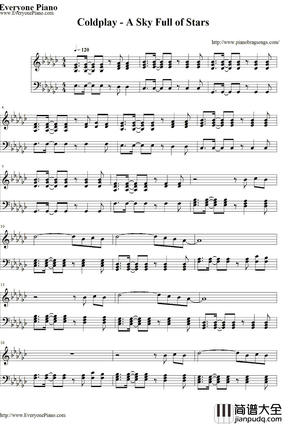 A_Sky_Full_of_Stars钢琴谱_Coldplay