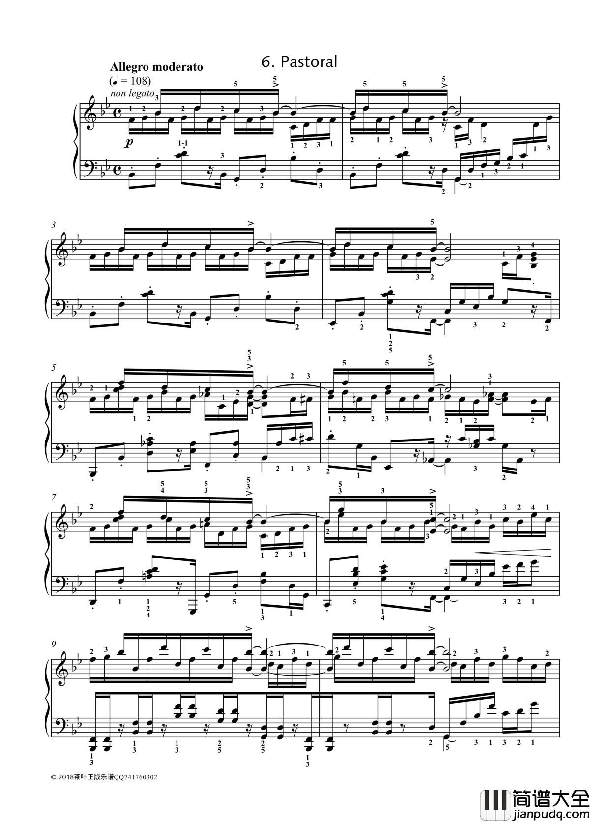 八首音乐会练习曲钢琴谱_Eight_Concert_?tudes_Op_40___No._6._Pastoral._Allegro_moderato_爵士_尼古拉·凯帕斯汀