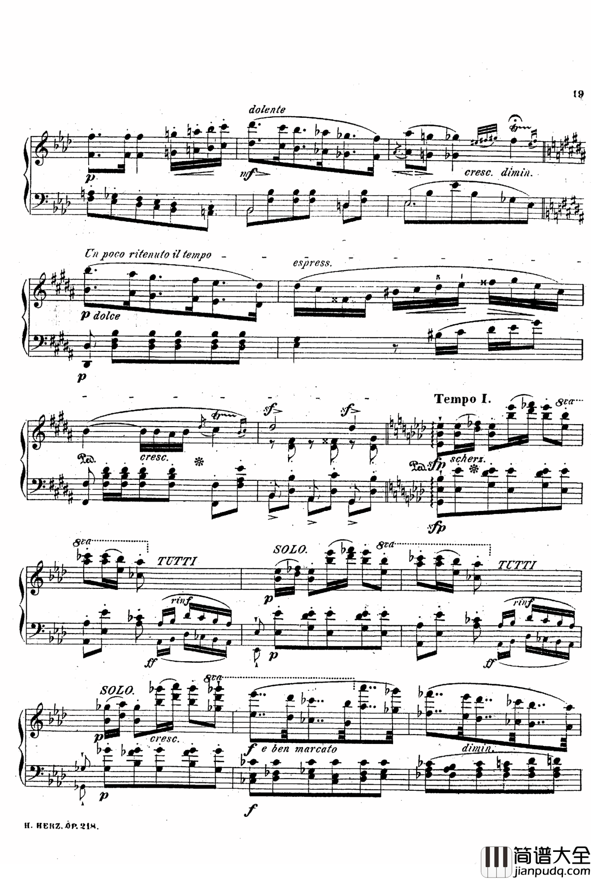 降A大调第八钢琴协奏曲Op.218钢琴谱_赫尔兹