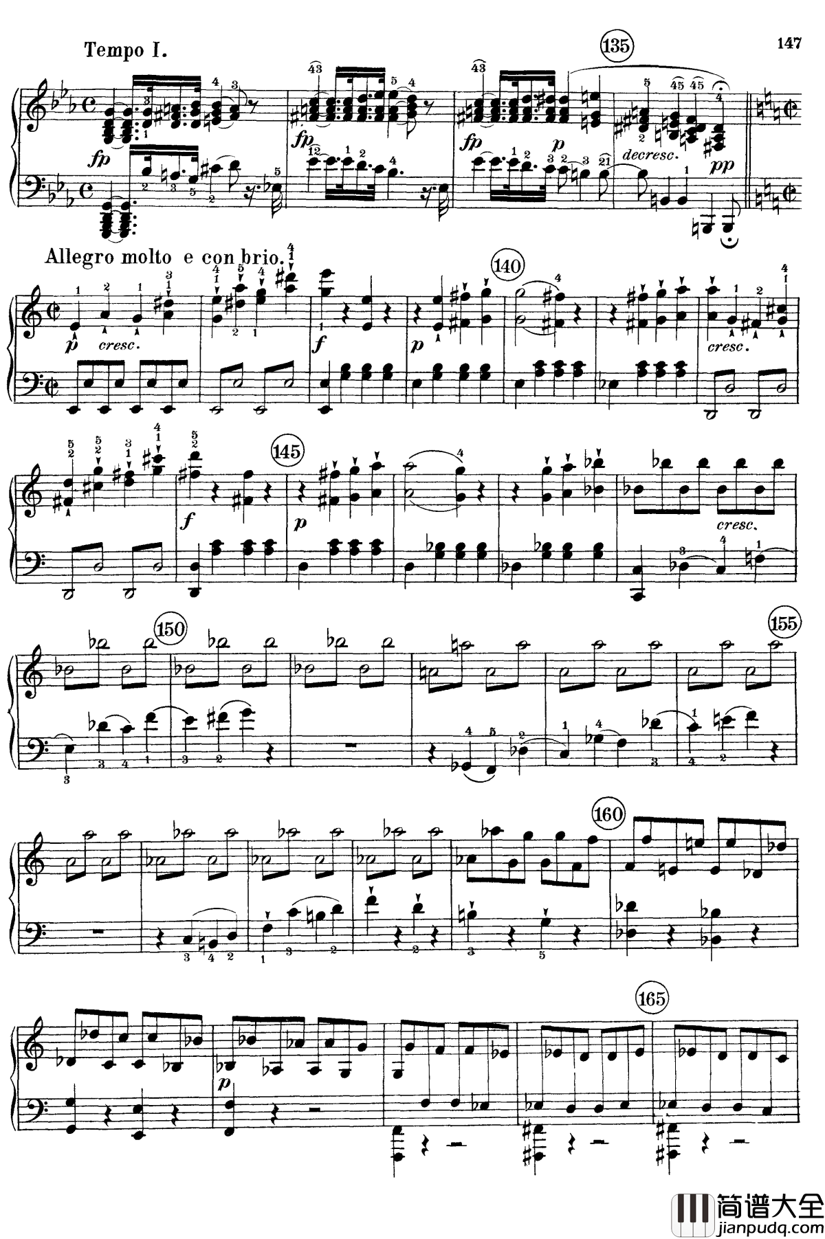 悲怆钢琴谱_c小调第八号钢琴奏鸣曲_全乐章_带指法版_贝多芬_beethoven