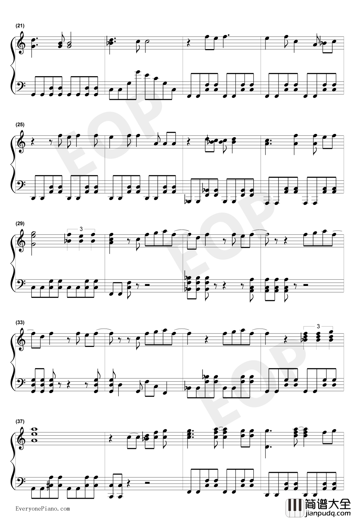 好想大声说爱你钢琴谱_BAAD组合_灌篮高手主题曲