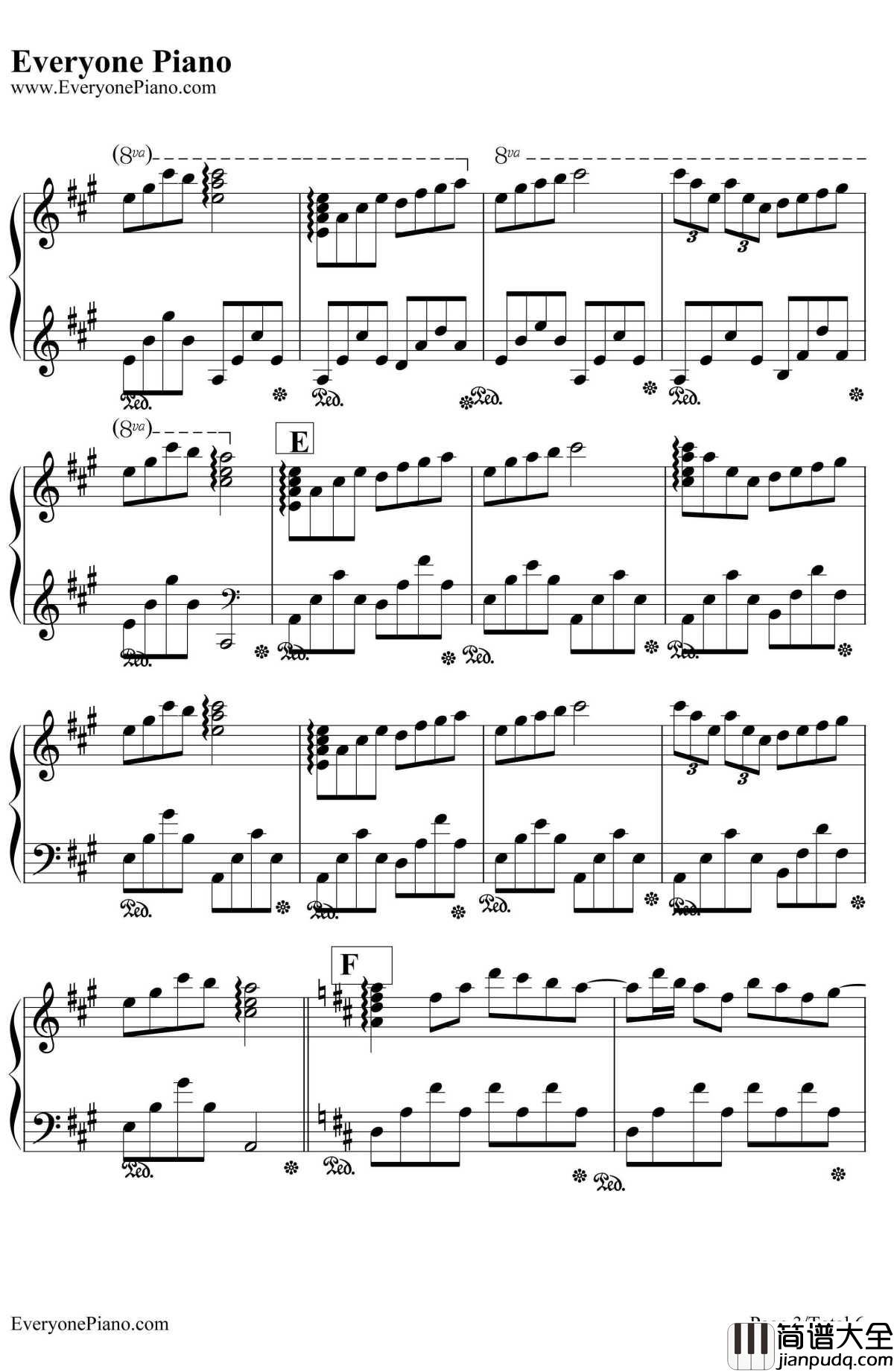 瓦妮莎的微笑钢琴谱_理查德.克莱德曼RichardClayderman