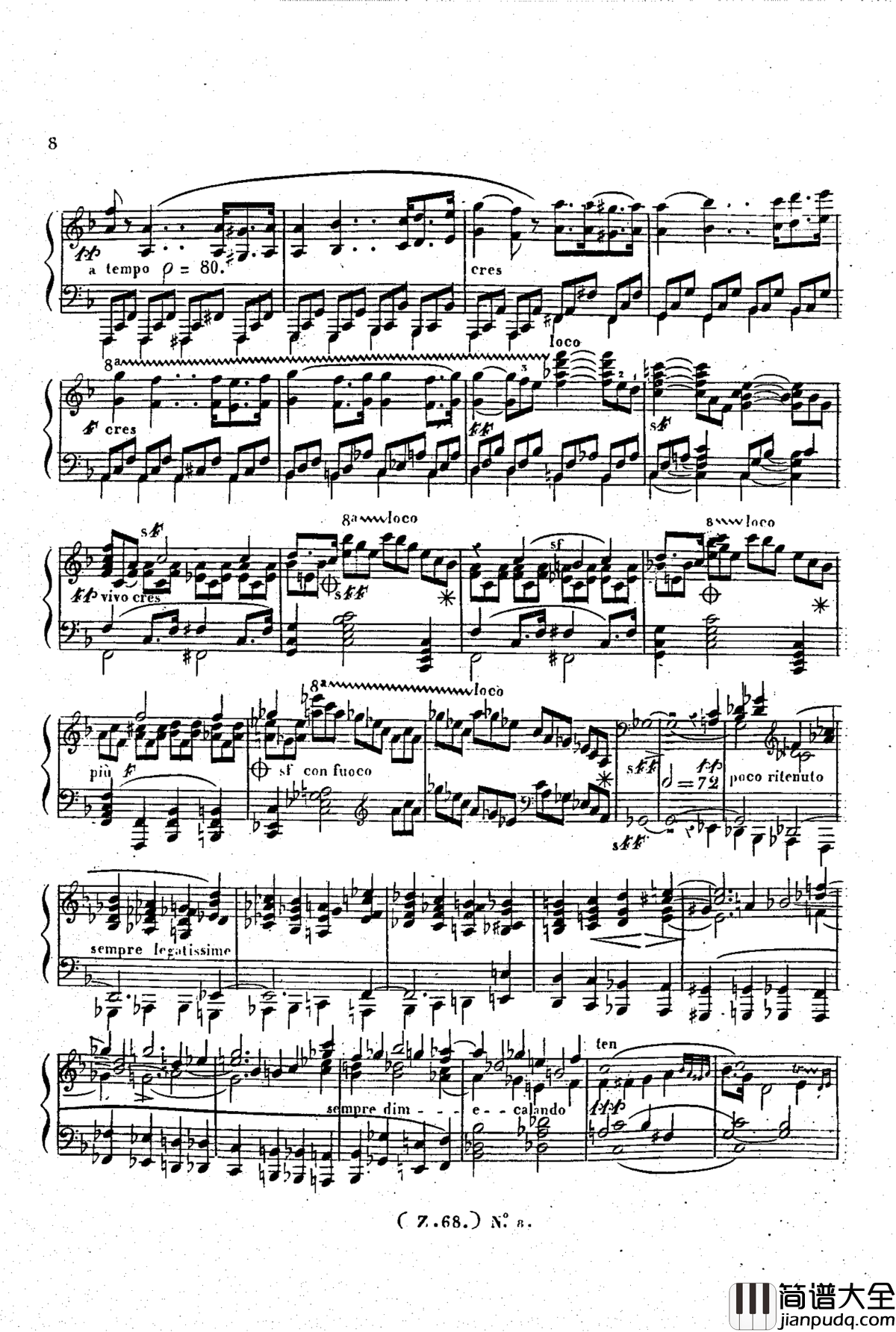 _d小调第六钢琴奏鸣曲_Op.124钢琴谱_车尔尼_Czerny