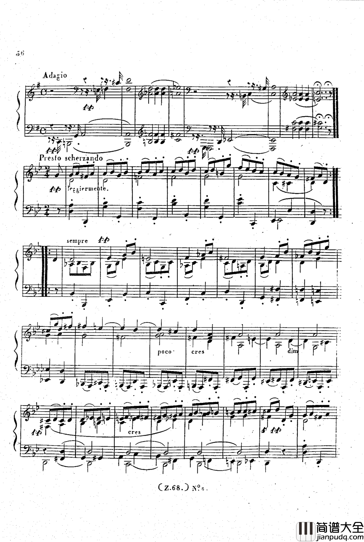 _d小调第六钢琴奏鸣曲_Op.124钢琴谱_车尔尼_Czerny