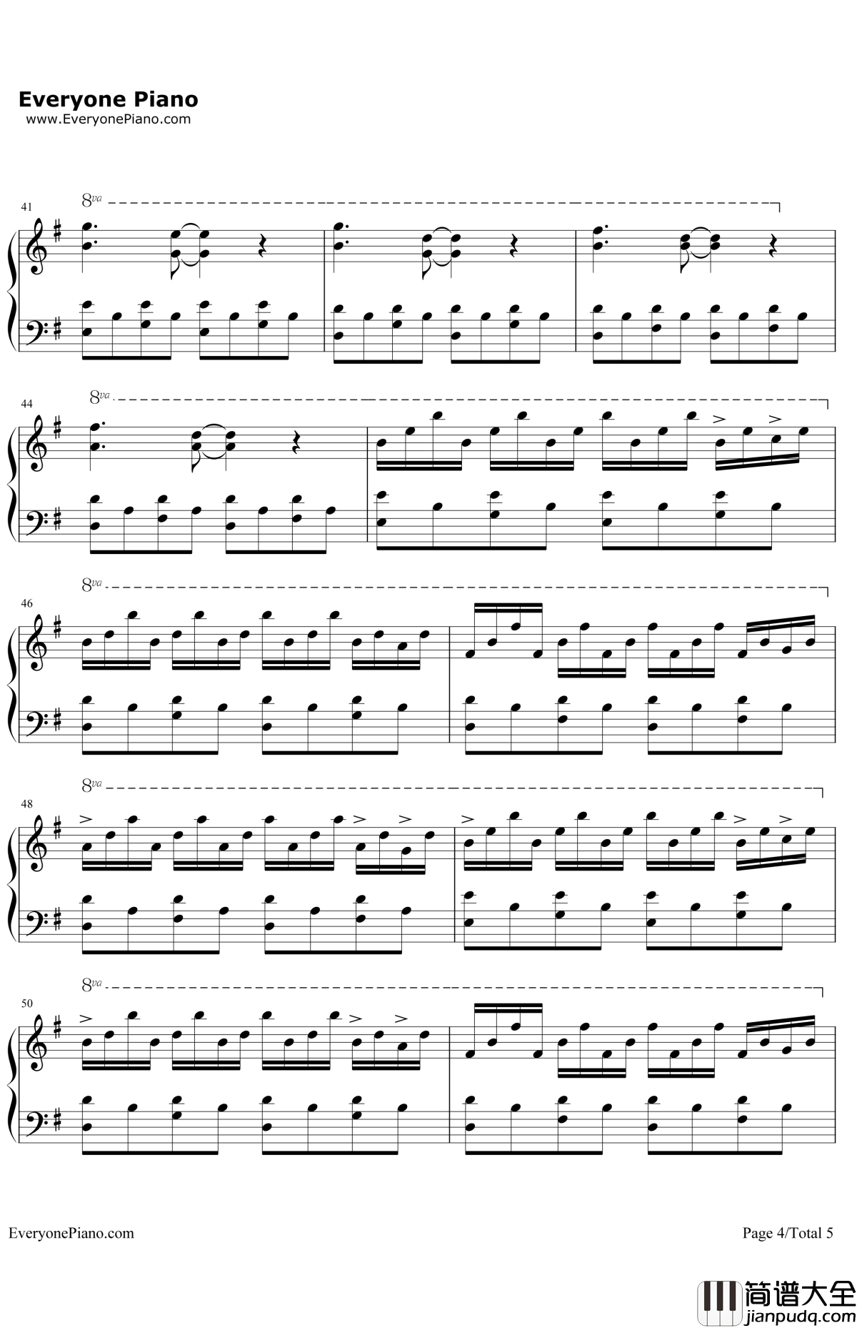_天使爱美丽_主题曲钢琴谱_YannTiersen_天使爱美丽电影原声