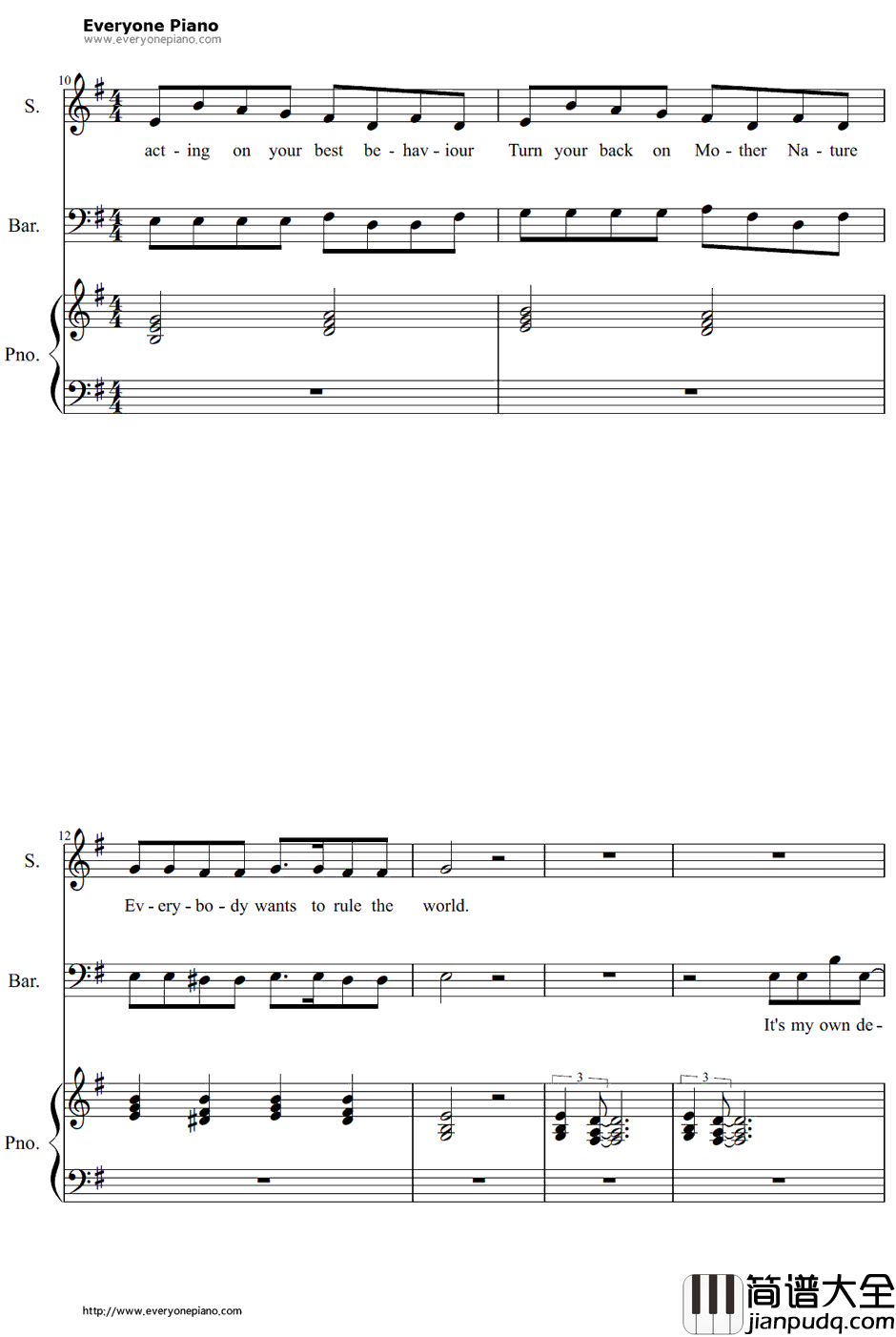 Every_body_Wants_to_Rulethe_World钢琴谱_TearsforFears