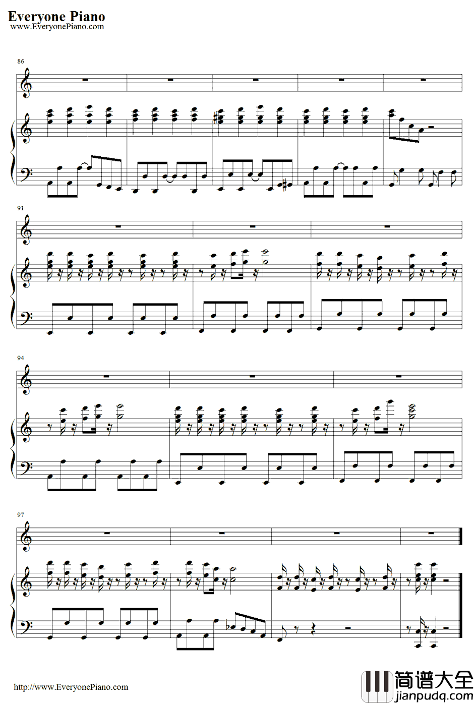 Trou_blemaker钢琴谱_岚_不平则鸣2主题曲