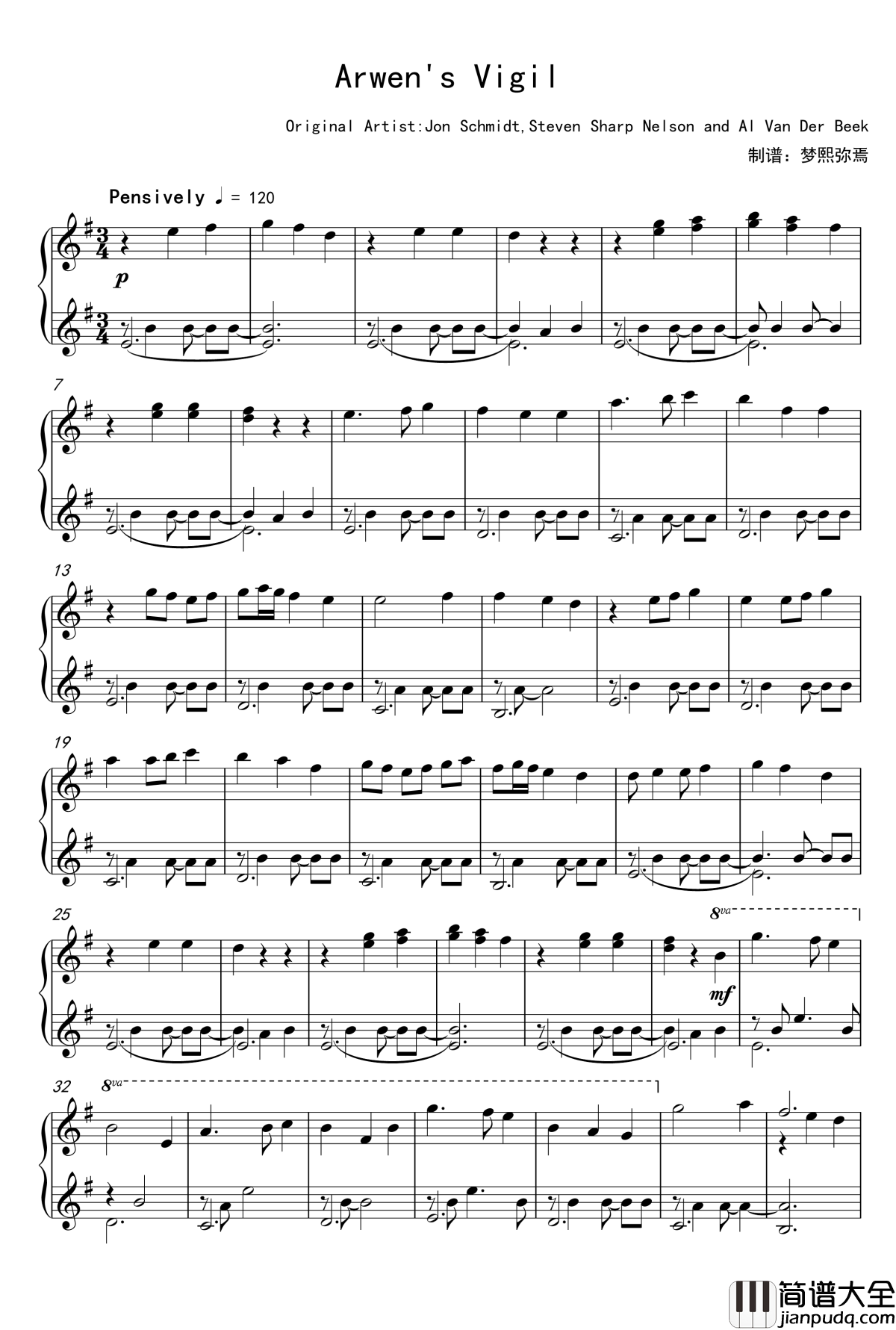 Arwen‘s_Vigil钢琴谱_piano_ver_the_Piano_Guys
