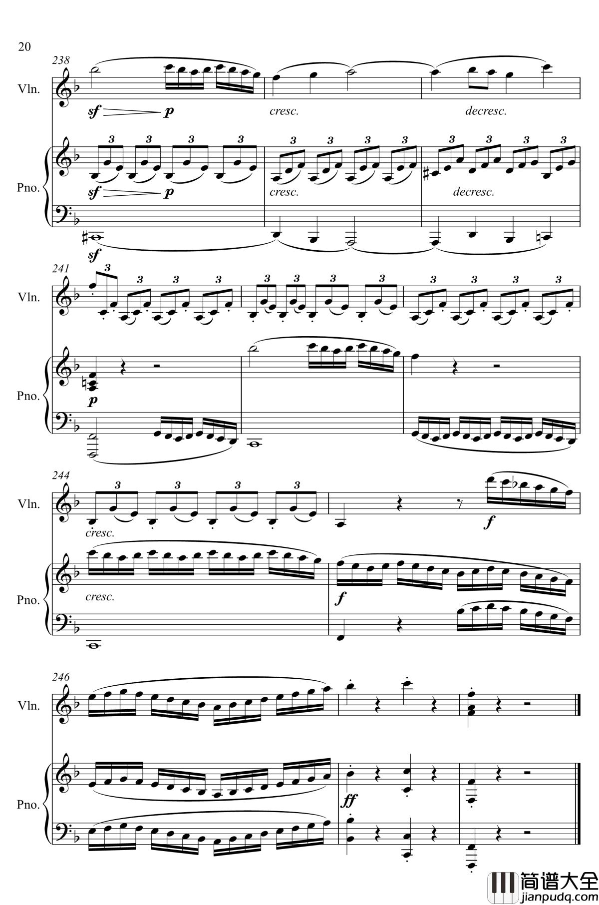 第5小提琴与钢琴奏鸣曲钢琴谱_第一乐章钢琴谱_贝多芬_beethoven