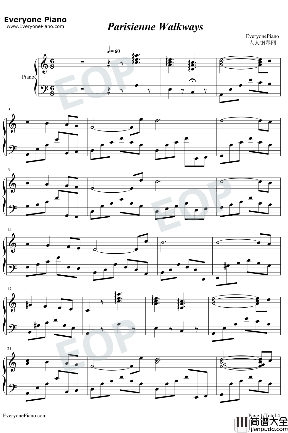 Parisienne_Walkways_钢琴谱_Gary_Moore