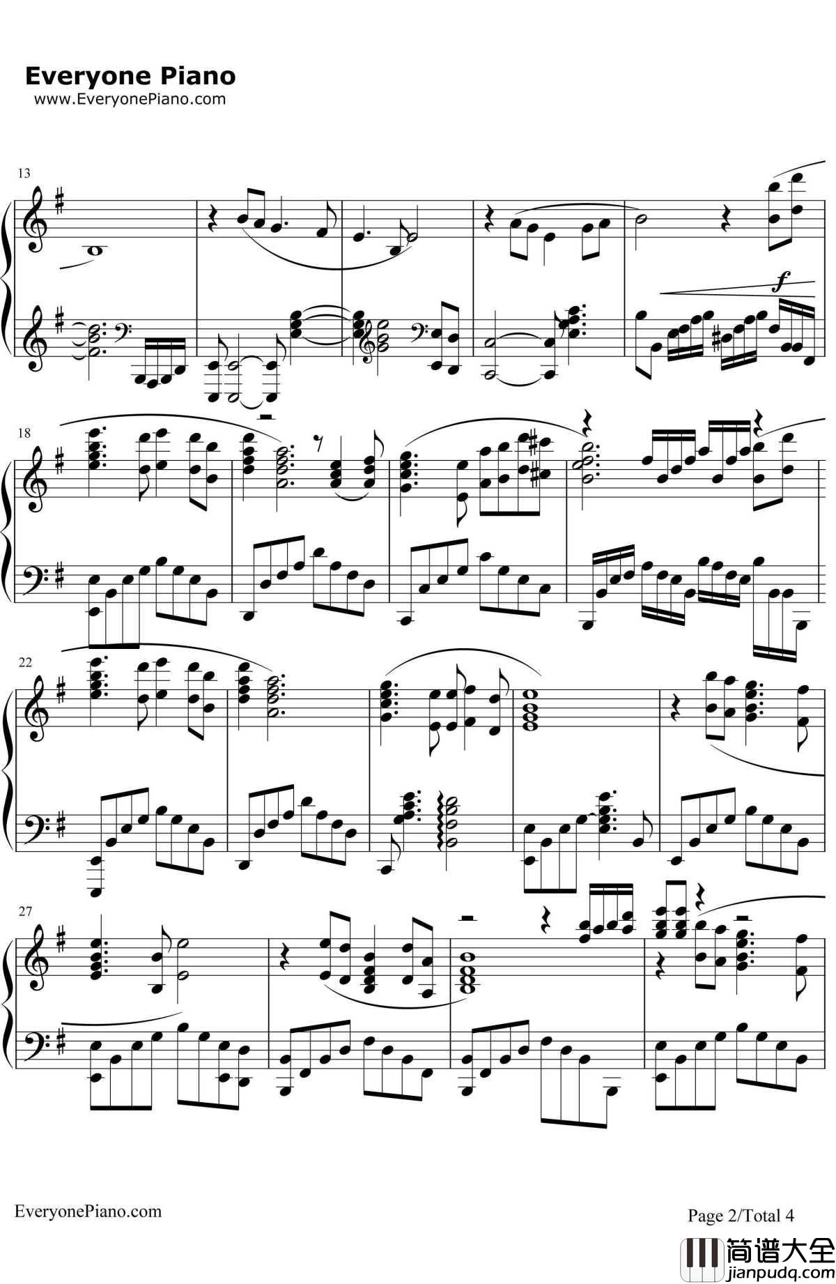铁血丹心钢琴谱_罗文甄妮__完整版_射雕英雄传主题曲