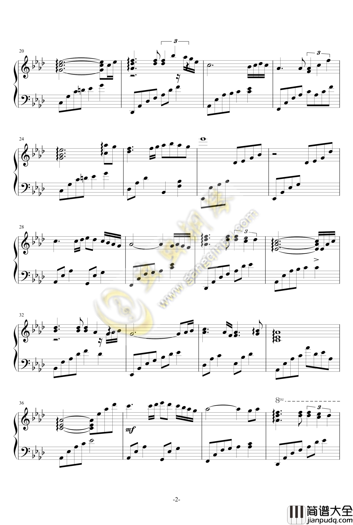 走入宁静钢琴谱_7年再版_白日梦