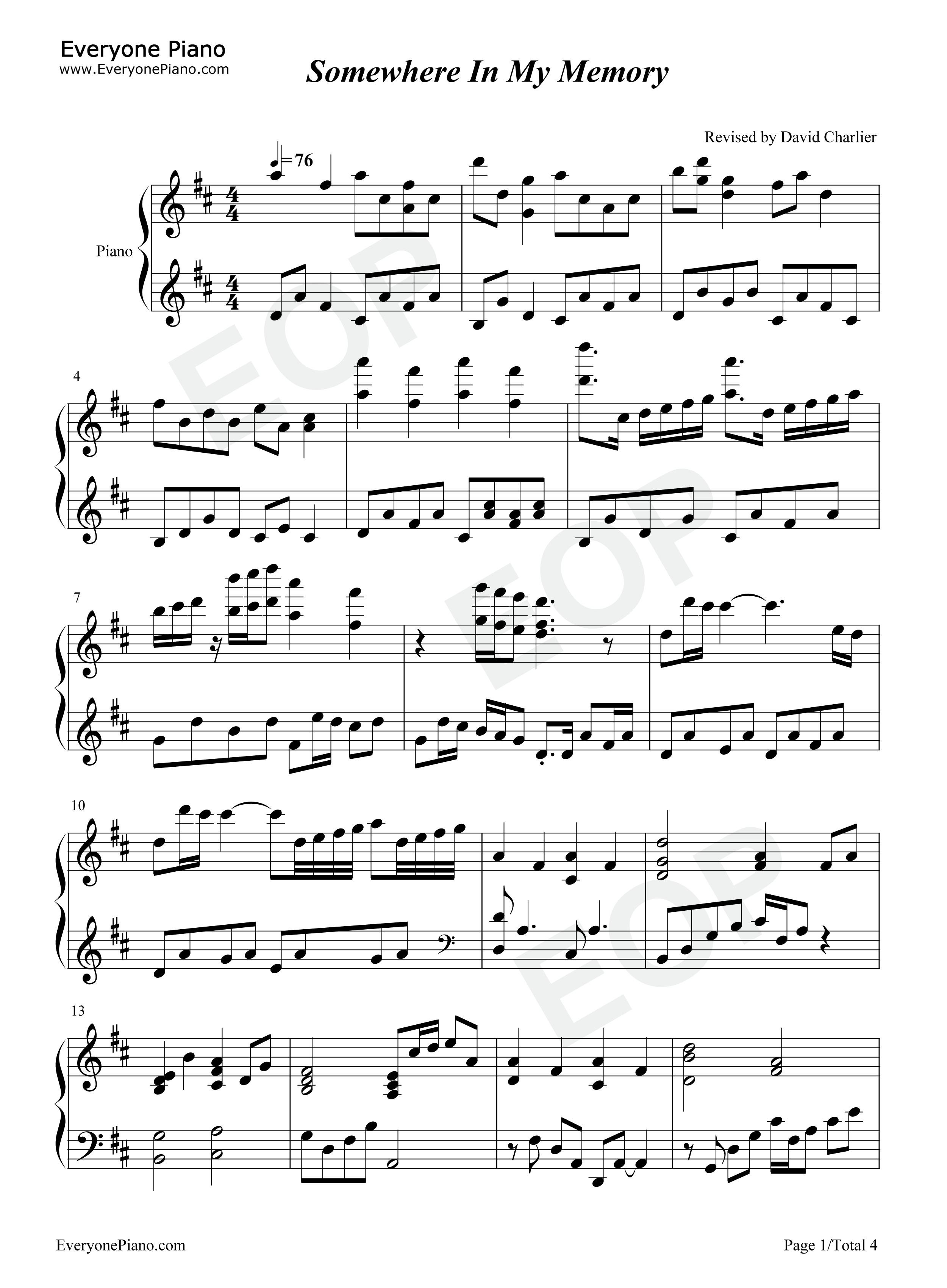Somewhere_In_My_Memory钢琴谱_John_Williams