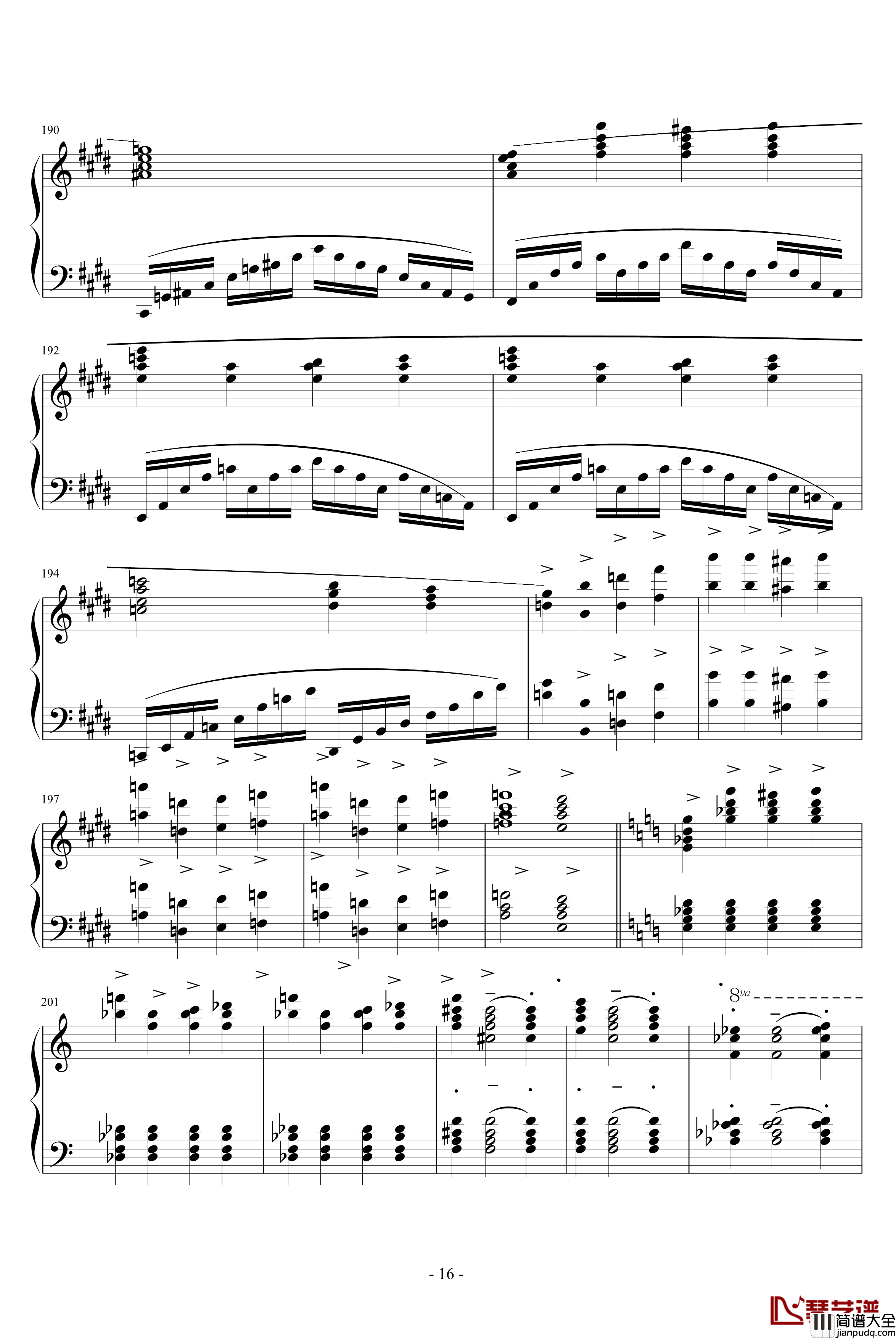 华沙协奏曲钢琴谱_世界名曲