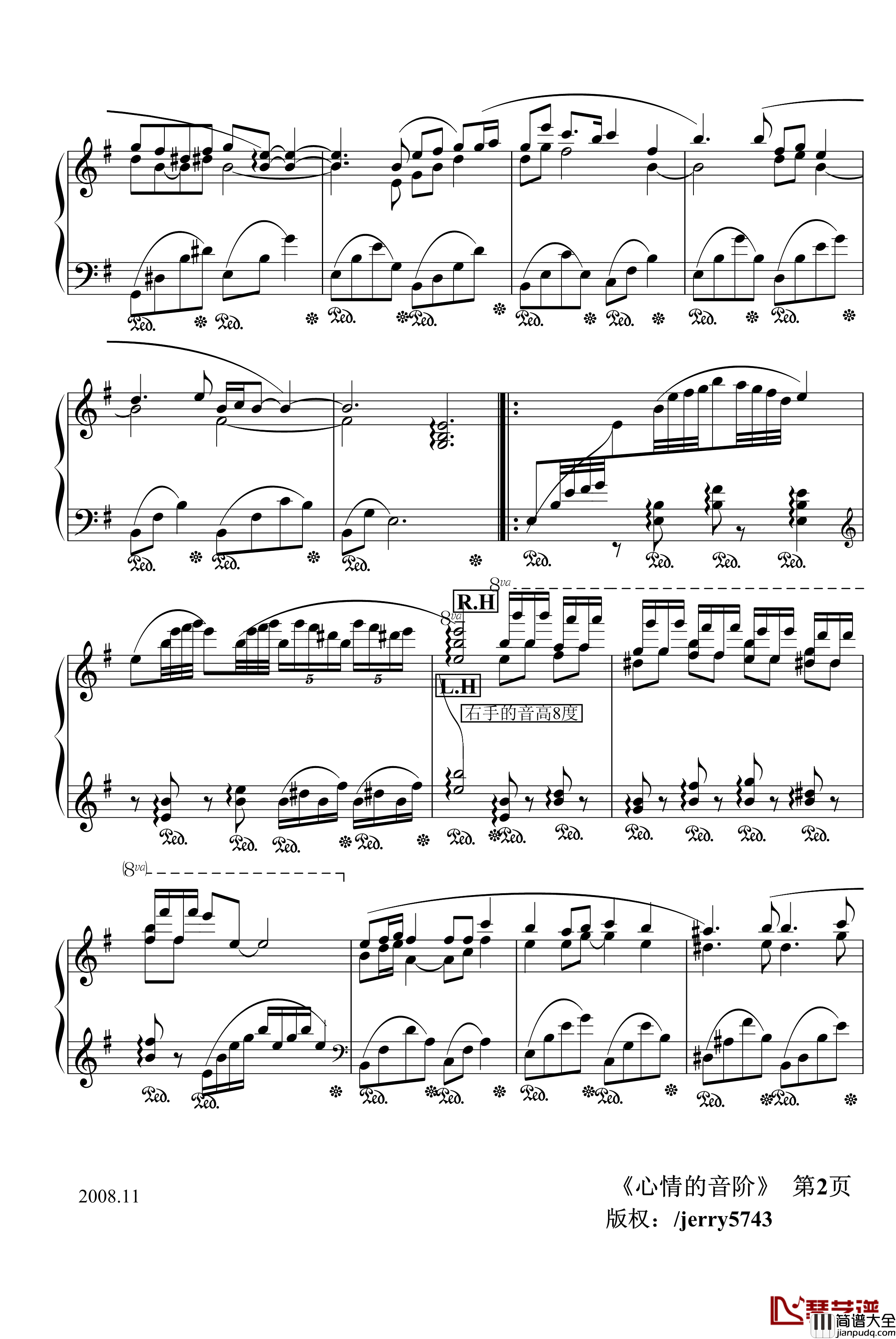 心情的音阶钢琴谱_Bhw.12_jerry5743