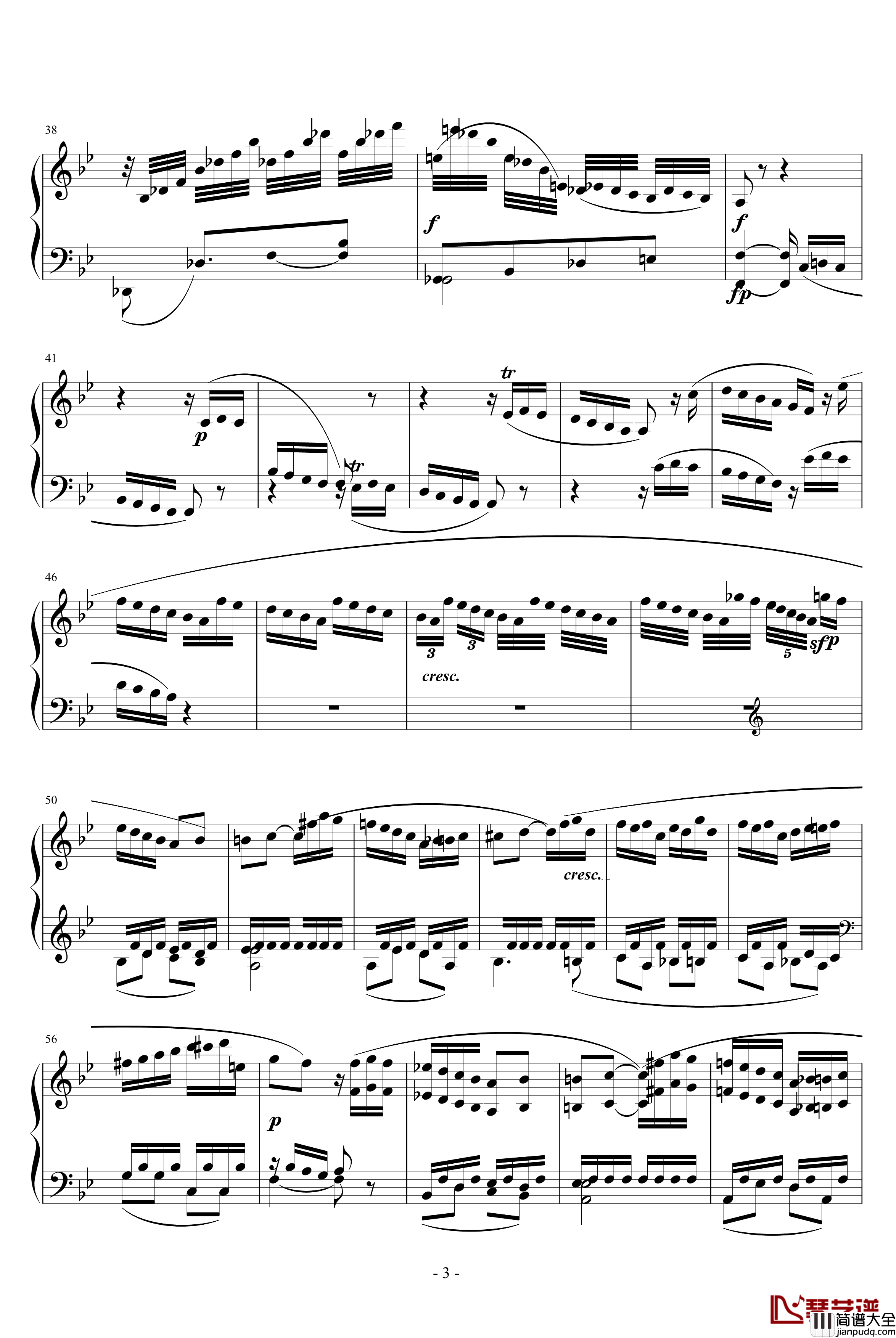 降B大调奏鸣曲第四乐章钢琴谱_贝多芬_beethoven