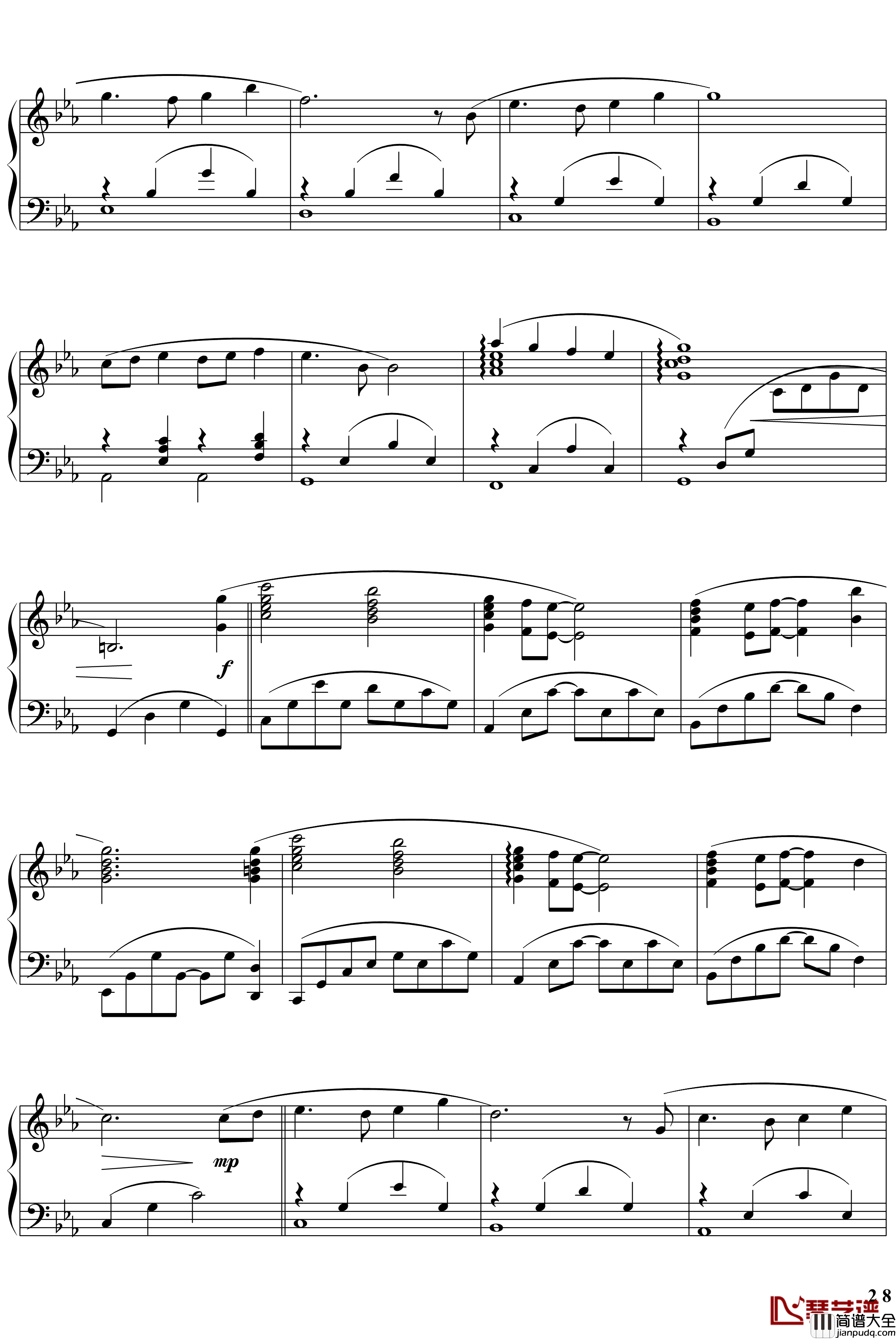 天空之城主题曲钢琴谱_完整版_天空之城