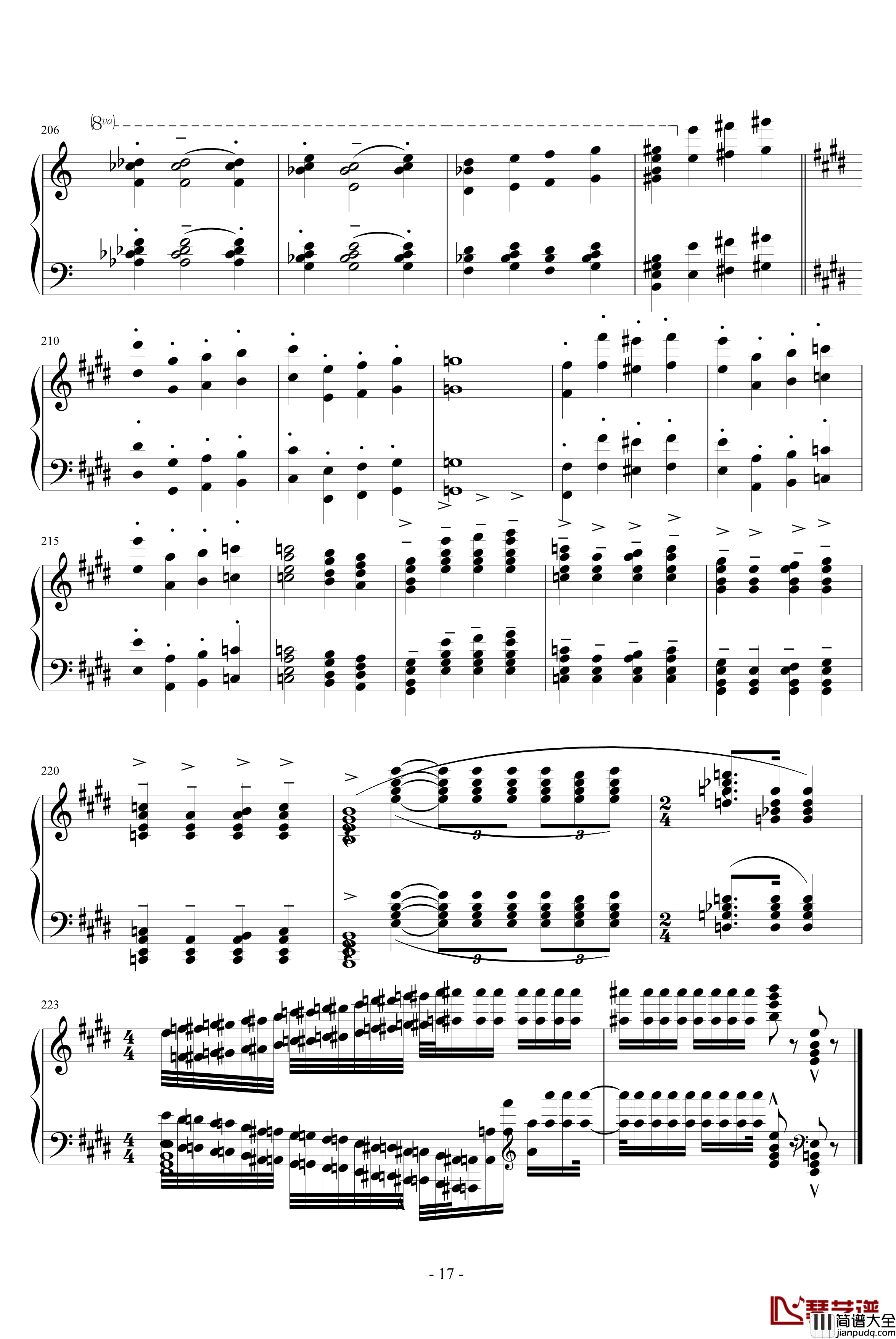 华沙协奏曲钢琴谱_世界名曲