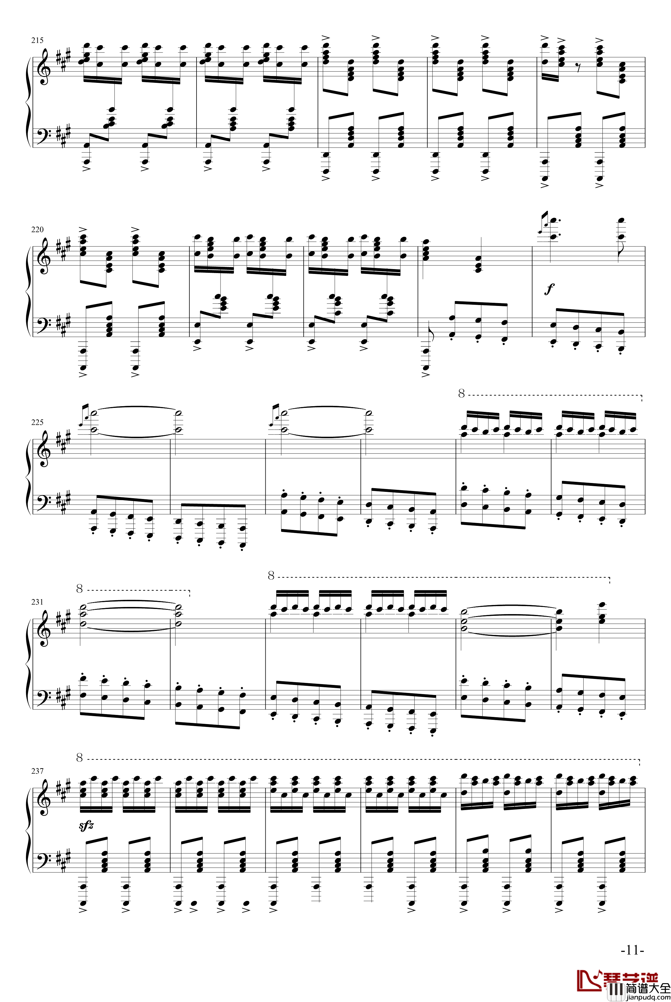土耳其进行曲钢琴谱_改编版_莫扎特