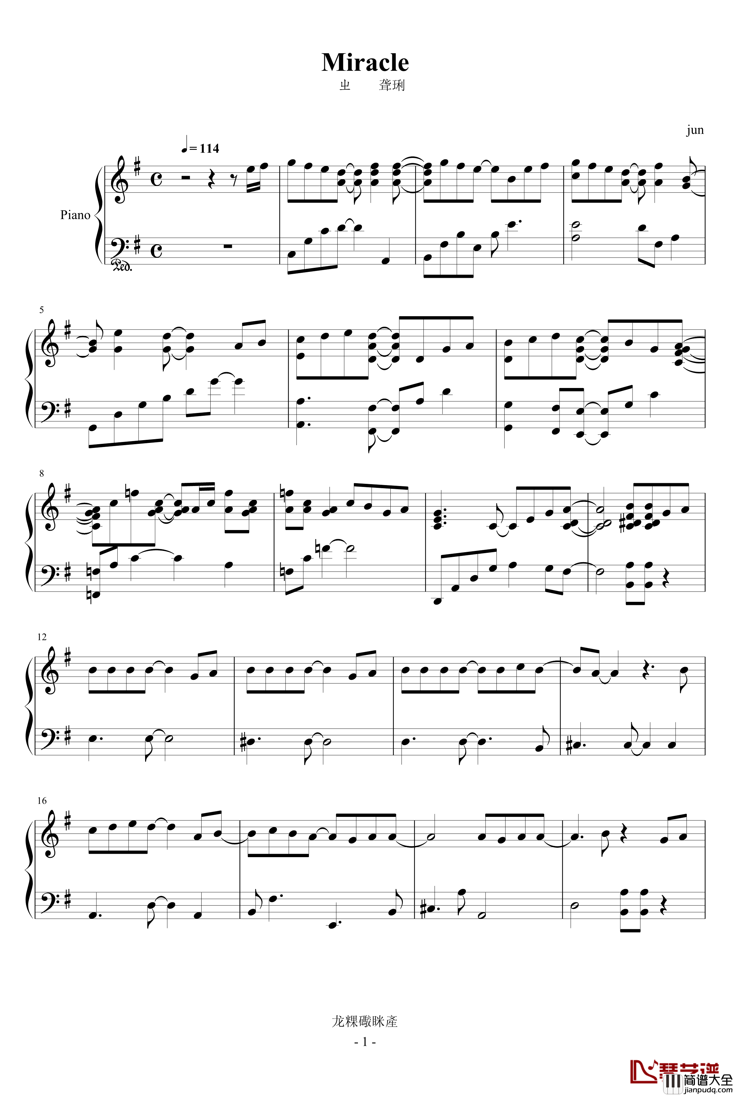 miracle钢琴谱_韩日剧