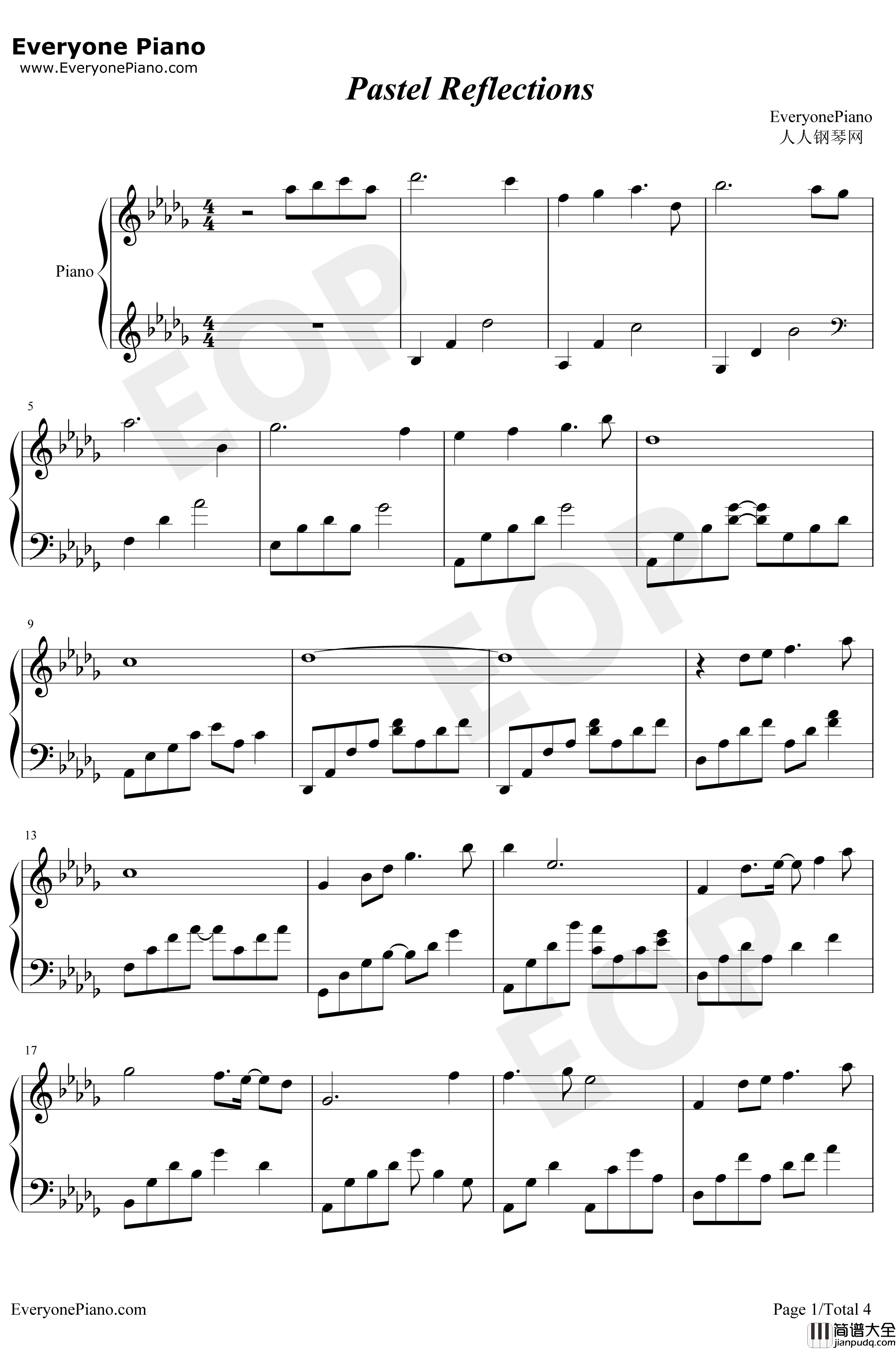 PastelReflections钢琴谱_KevinKern_浮光掠影
