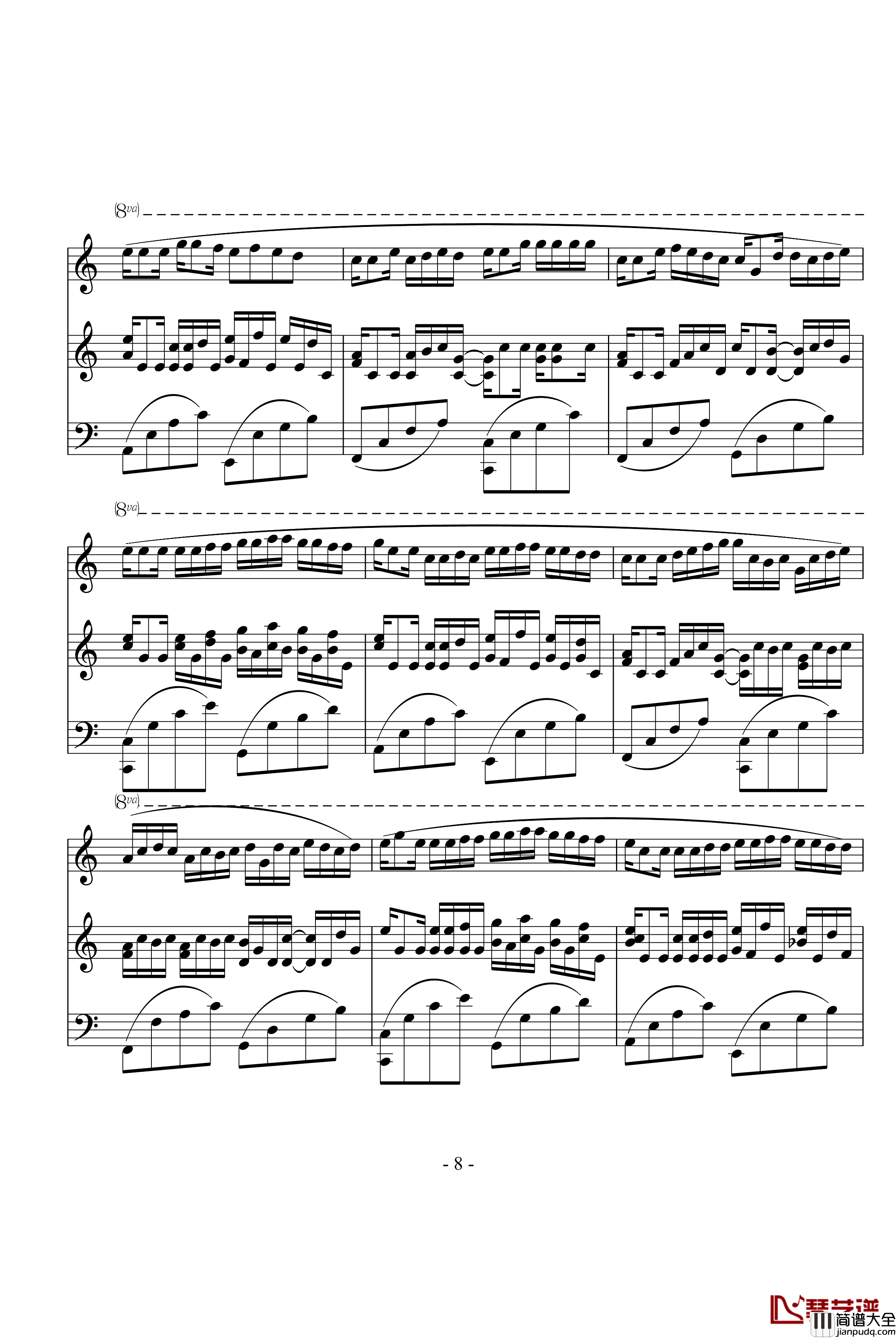 卡农钢琴谱_三手_帕赫贝尔_Pachelbel