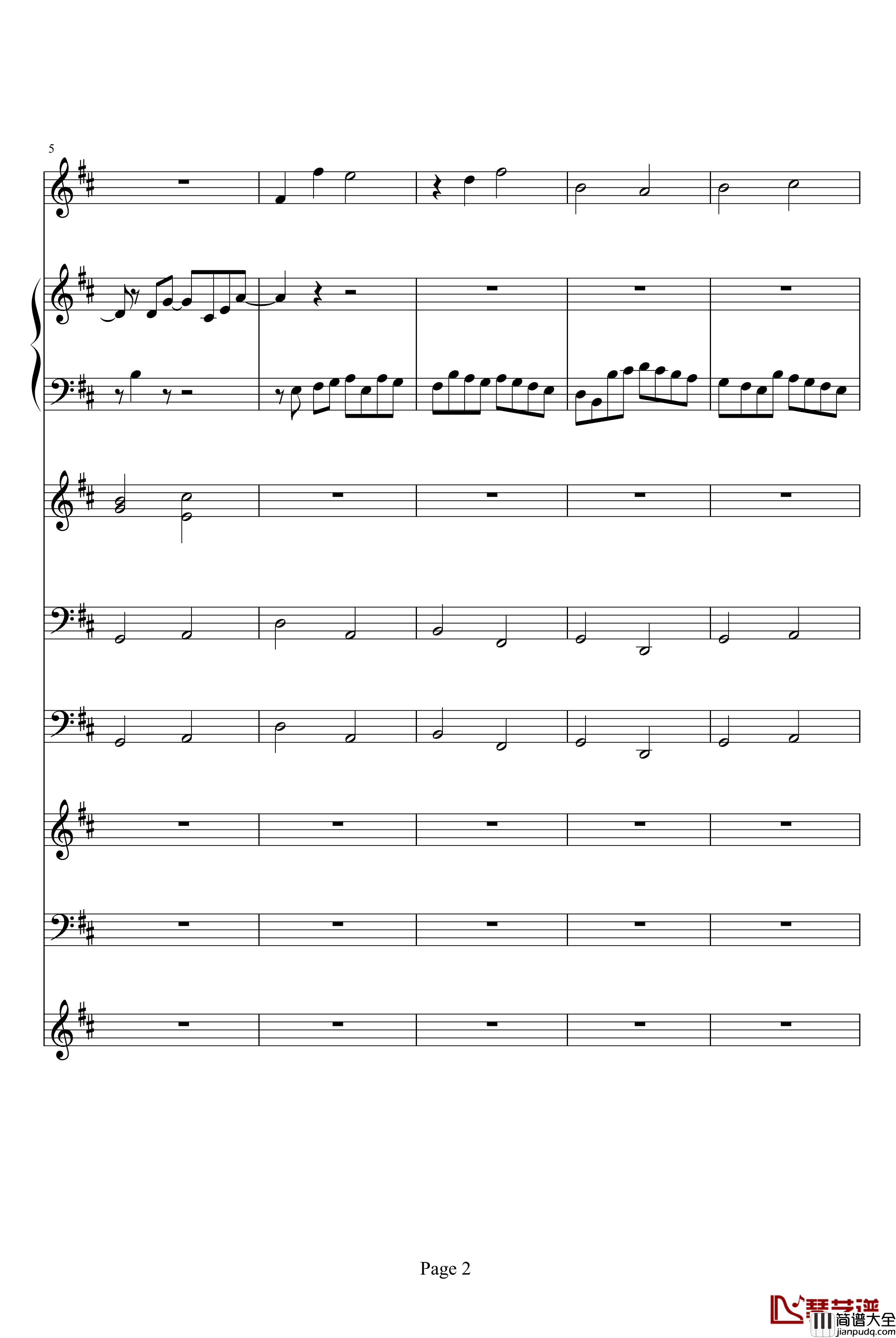 卡农钢琴谱_乐队总谱版_帕赫贝尔_Pachelbel